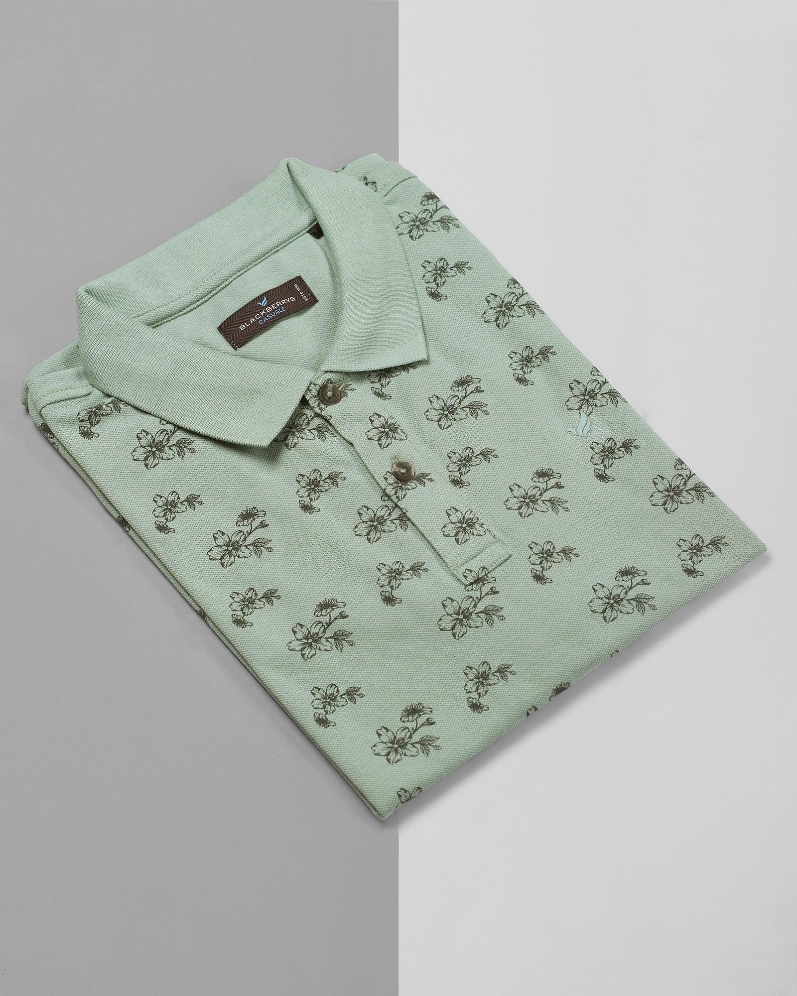 Polo Dusty Green Printed T Shirt - Tamarind