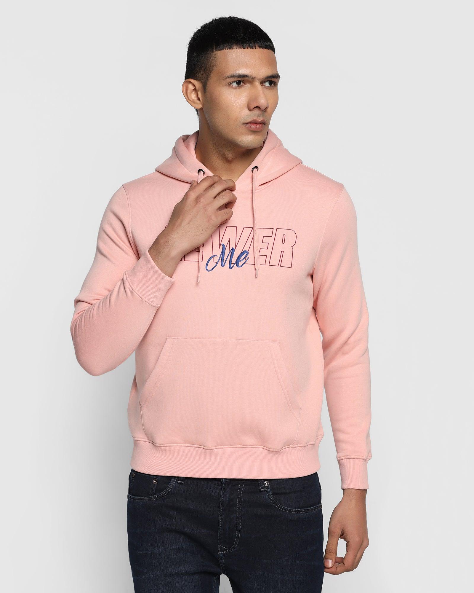 Hoodie Coral Pink Printed Sweatshirt - Solo