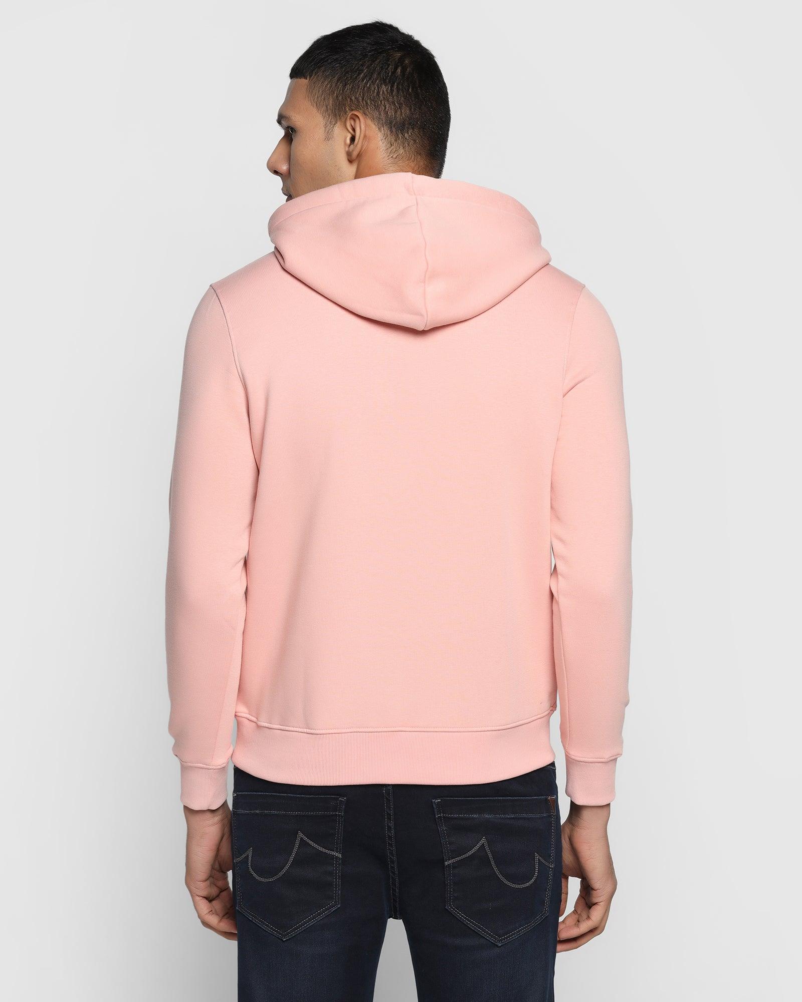 Hoodie Coral Pink Printed Sweatshirt - Solo