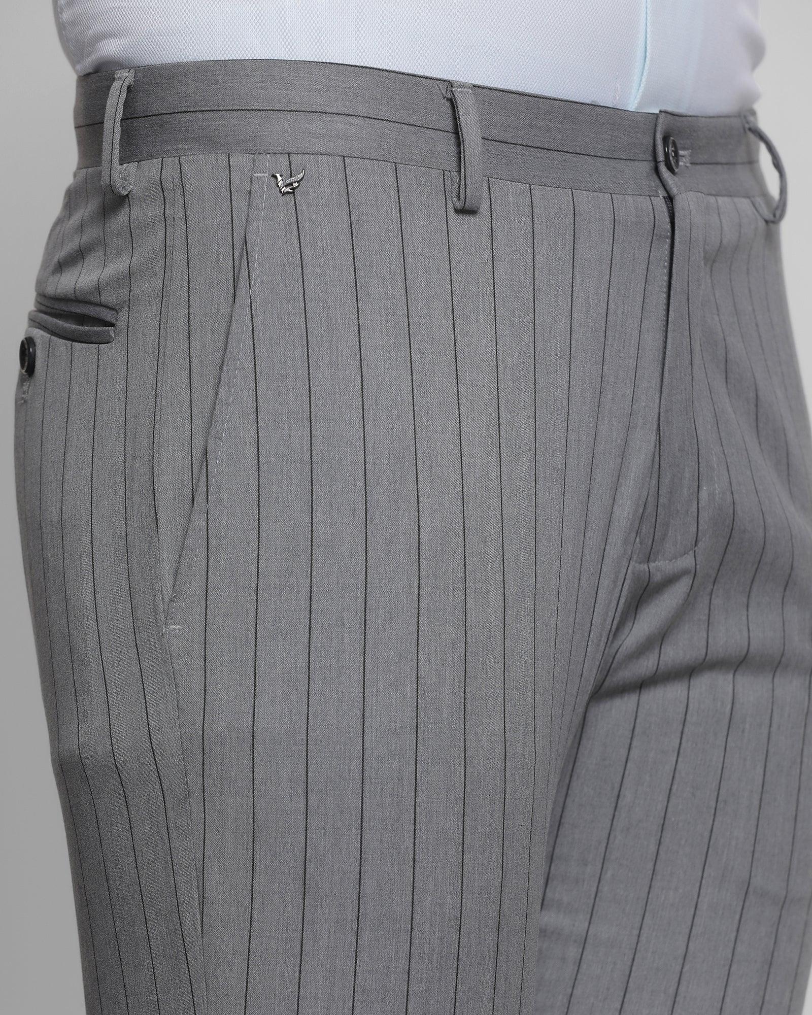 Super Slim Phoenix Formal Grey Striped Trouser - Rim