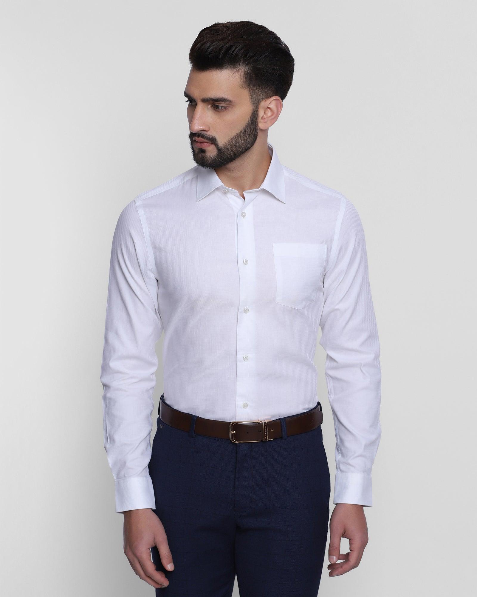 Formal White Solid Shirt - Ruku