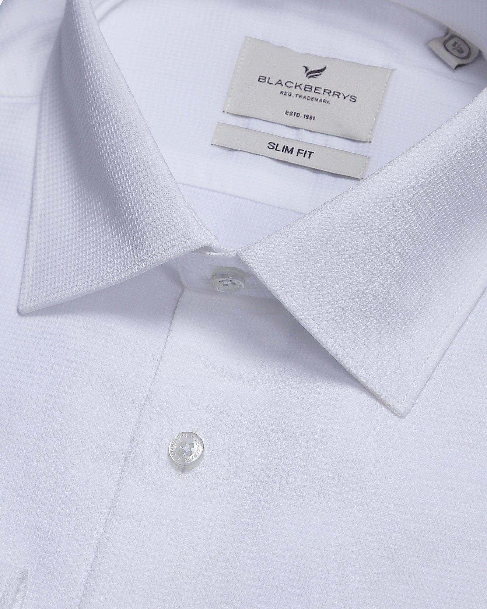 Formal White Solid Shirt - Ruku