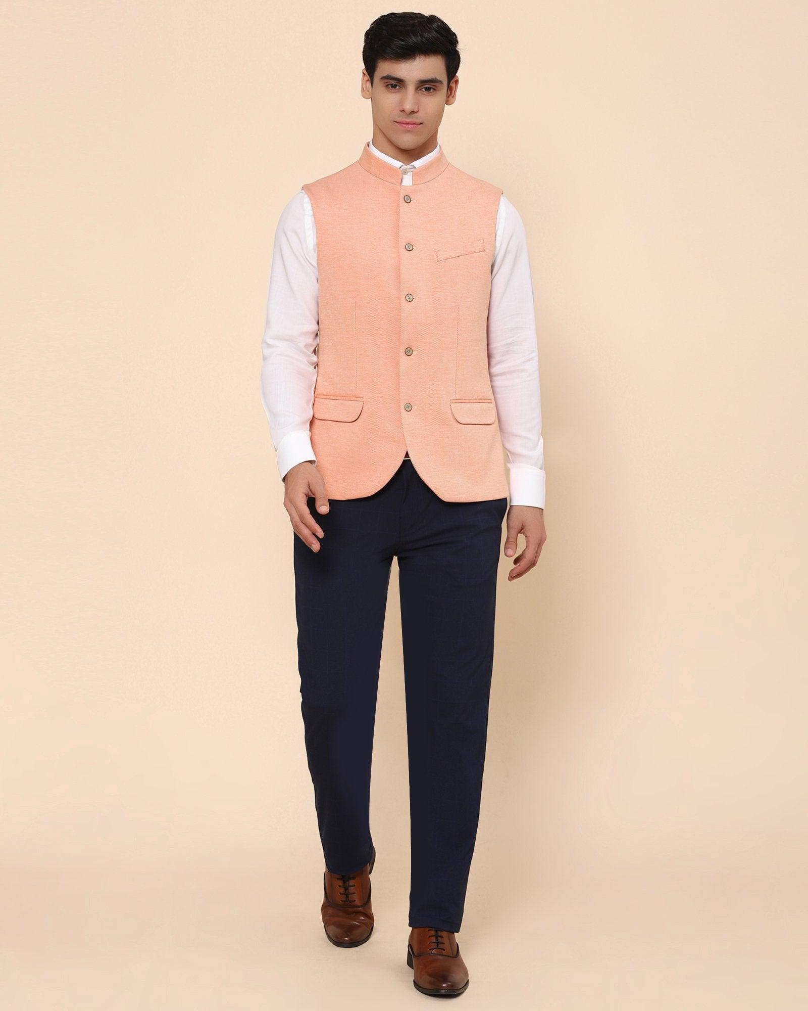 Sable Knitted Bandgala In Peach - blackberrys-clothing