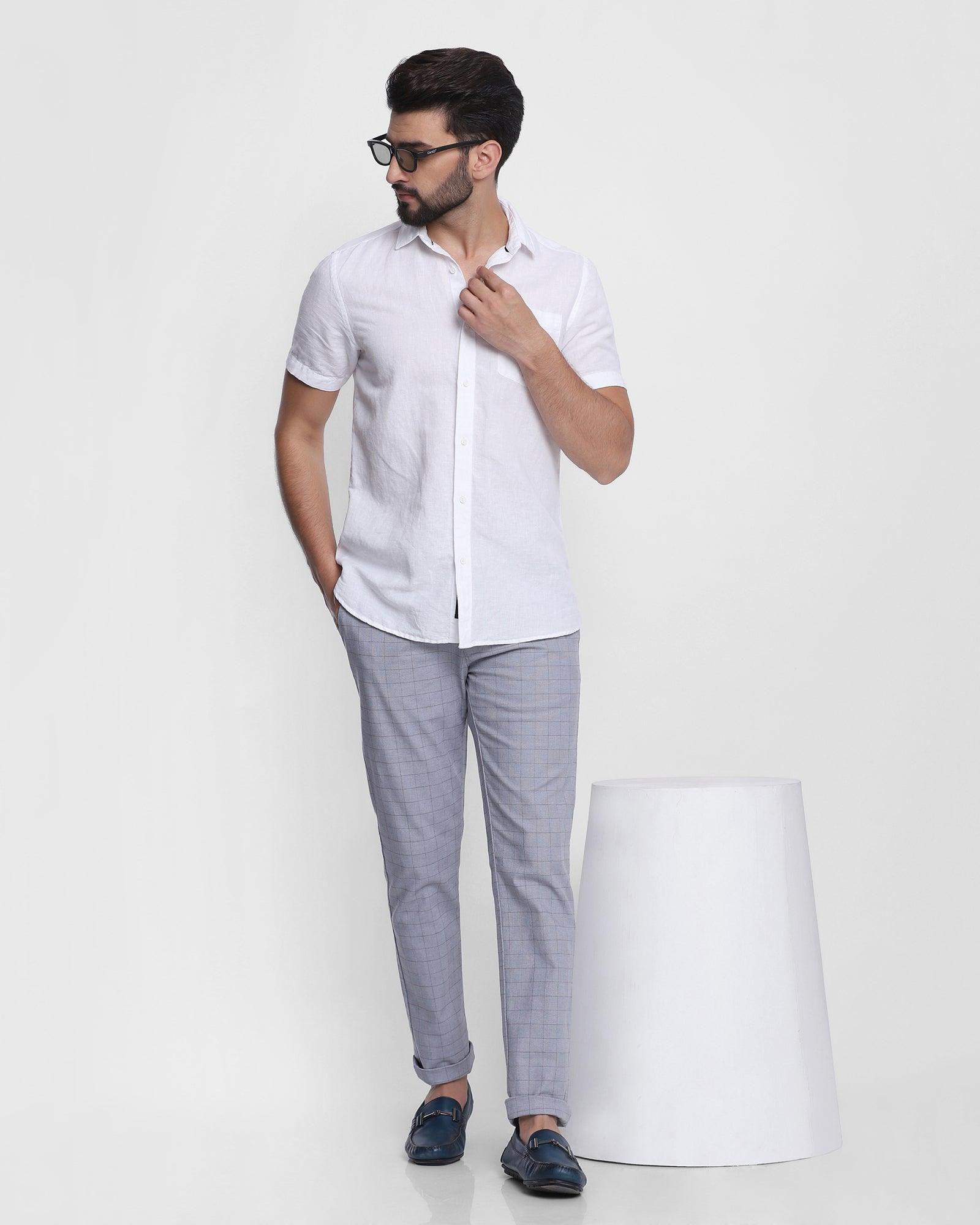 Casual White Solid Shirt - Salmon