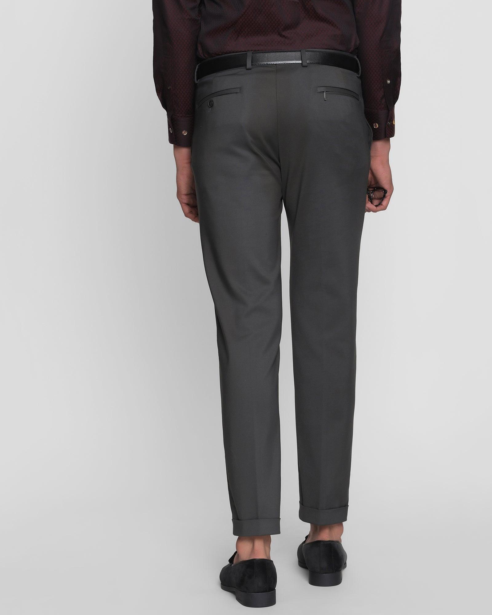Buy Mid Rise Tapered Fit Trousers Grey For Men | Styli Kuwait