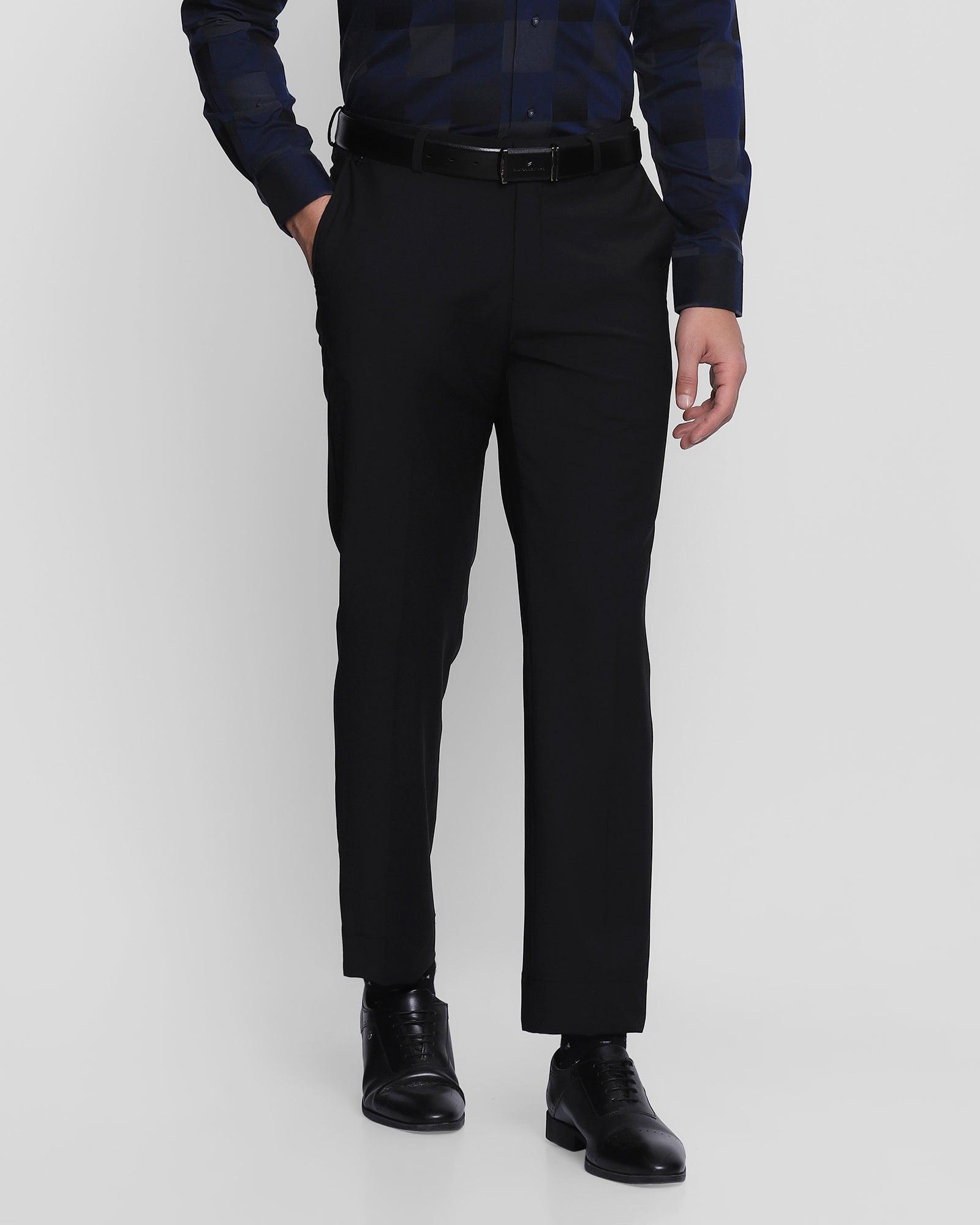 Slim Fit B-91 Formal Black Textured Trouser - Serret