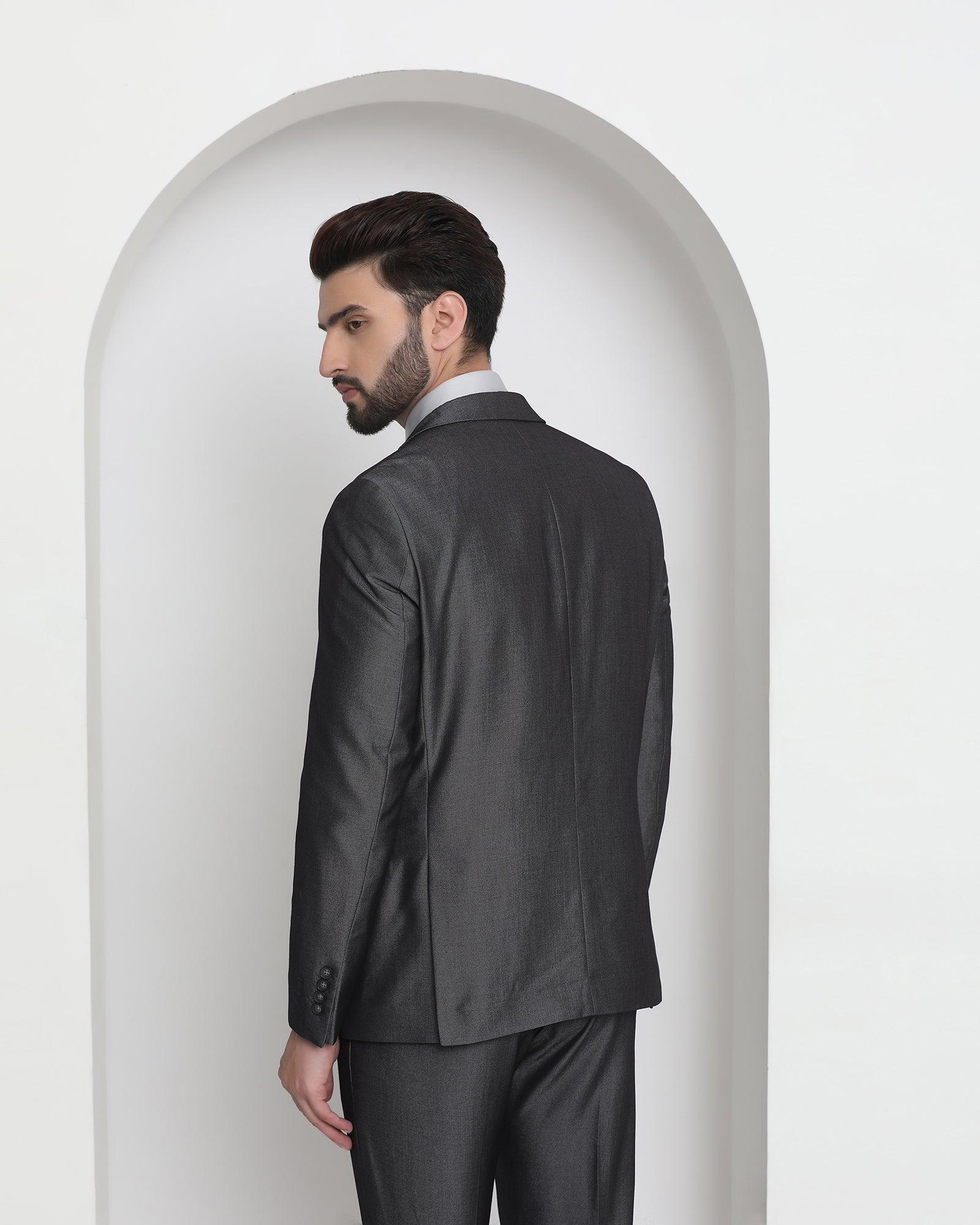 Three Piece Charcoal Solid Formal Suit - Joffrey - Blackberrys