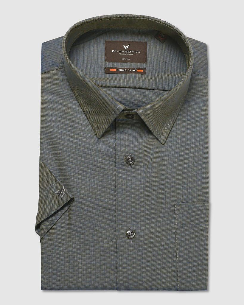 Formal Half Sleeve Grey Solid Shirt - Abital