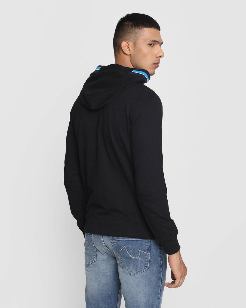 Hoodie Jet Black Solid Sweatshirt - Colton