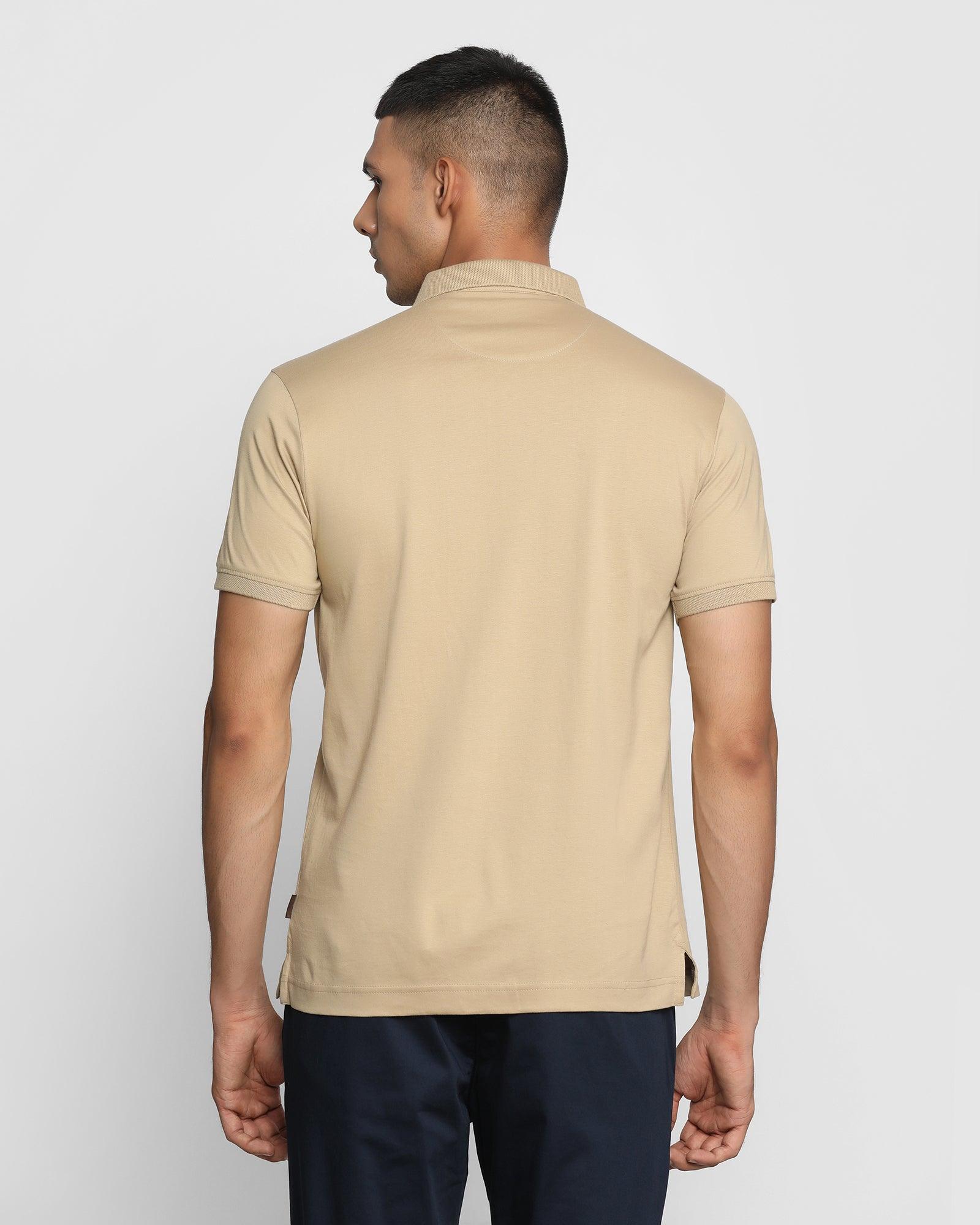 Polo T Shirt In Beige (David) - Blackberrys