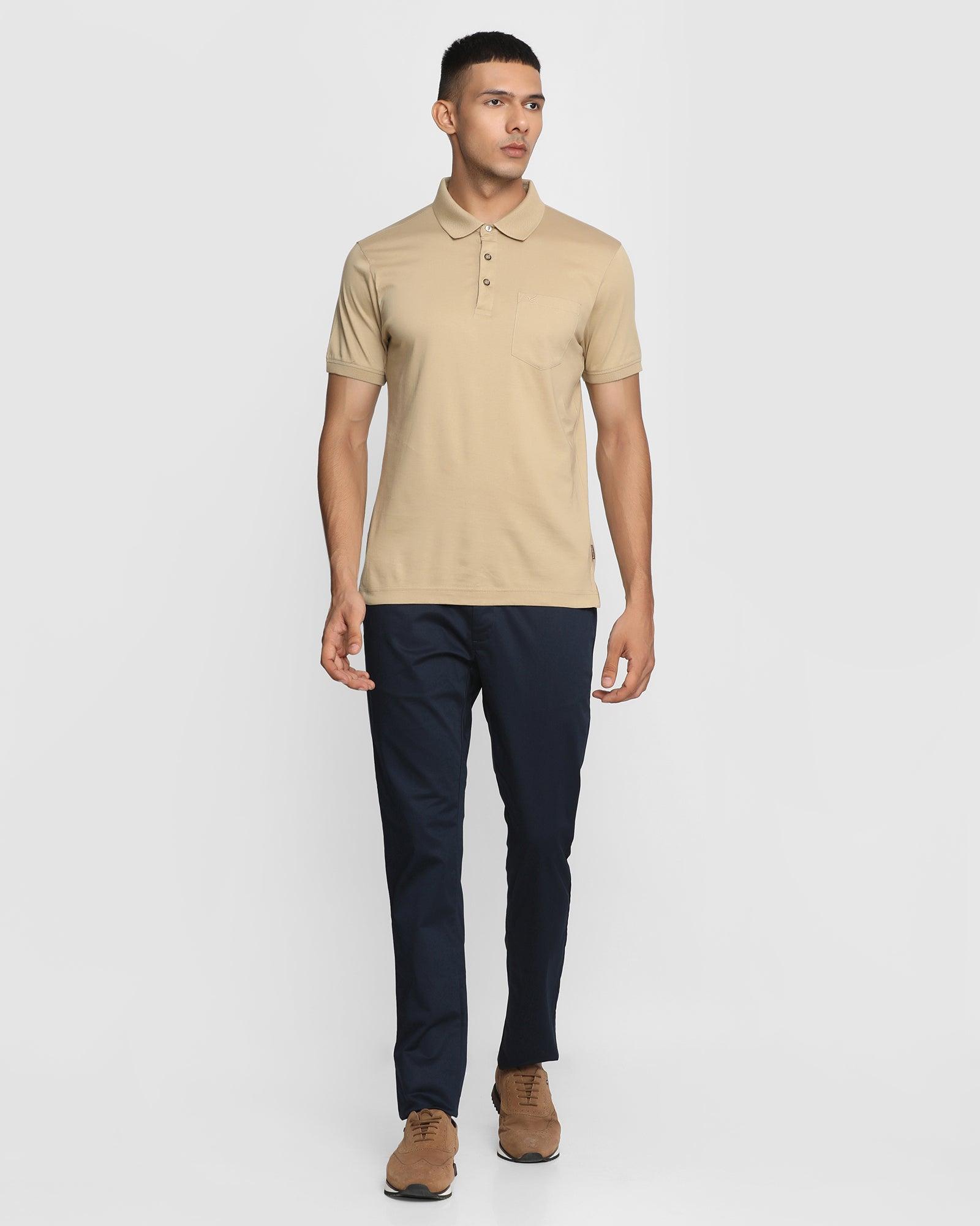 Polo T Shirt In Beige (David) - Blackberrys