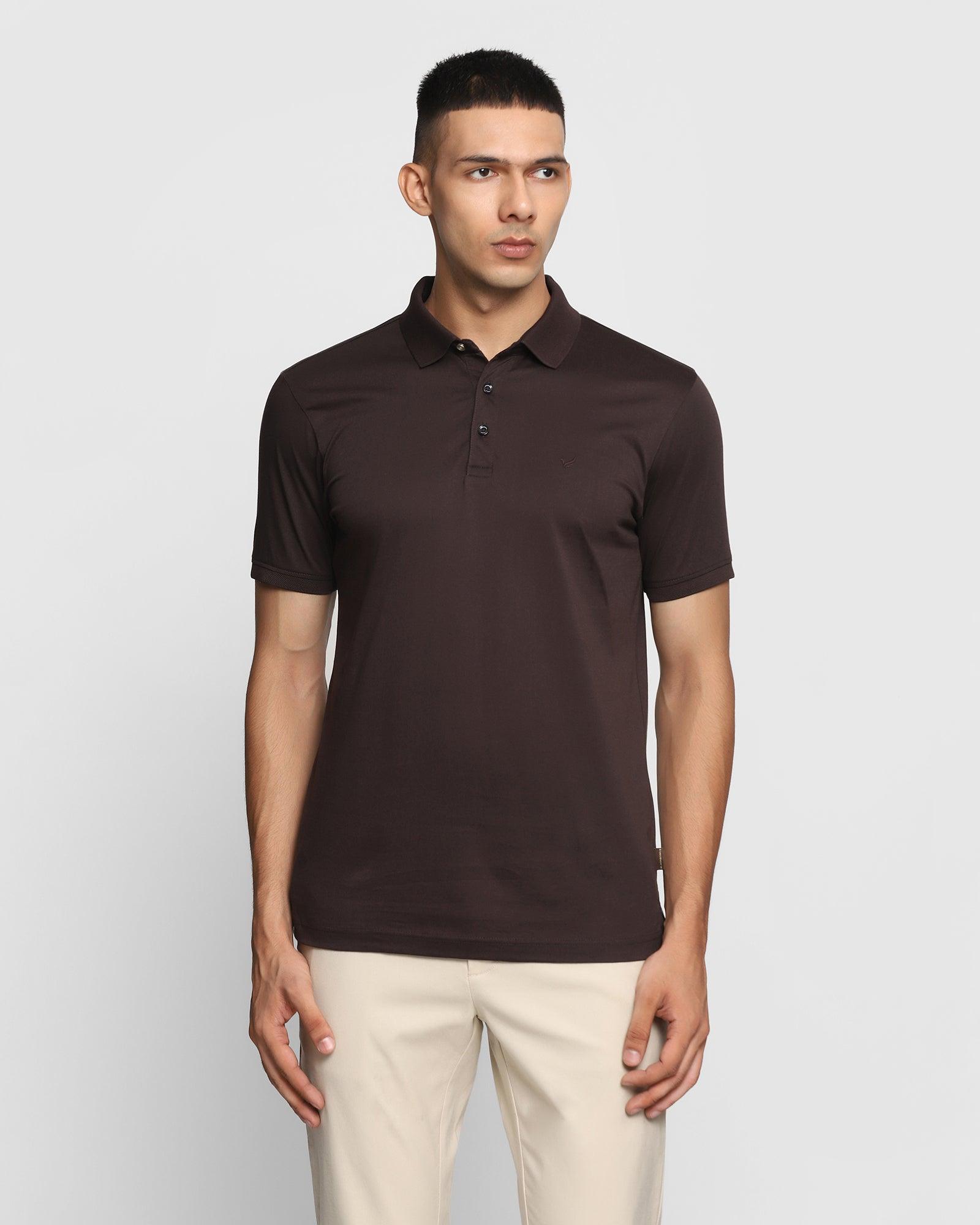 Polo Dark Brown Solid T Shirt - David