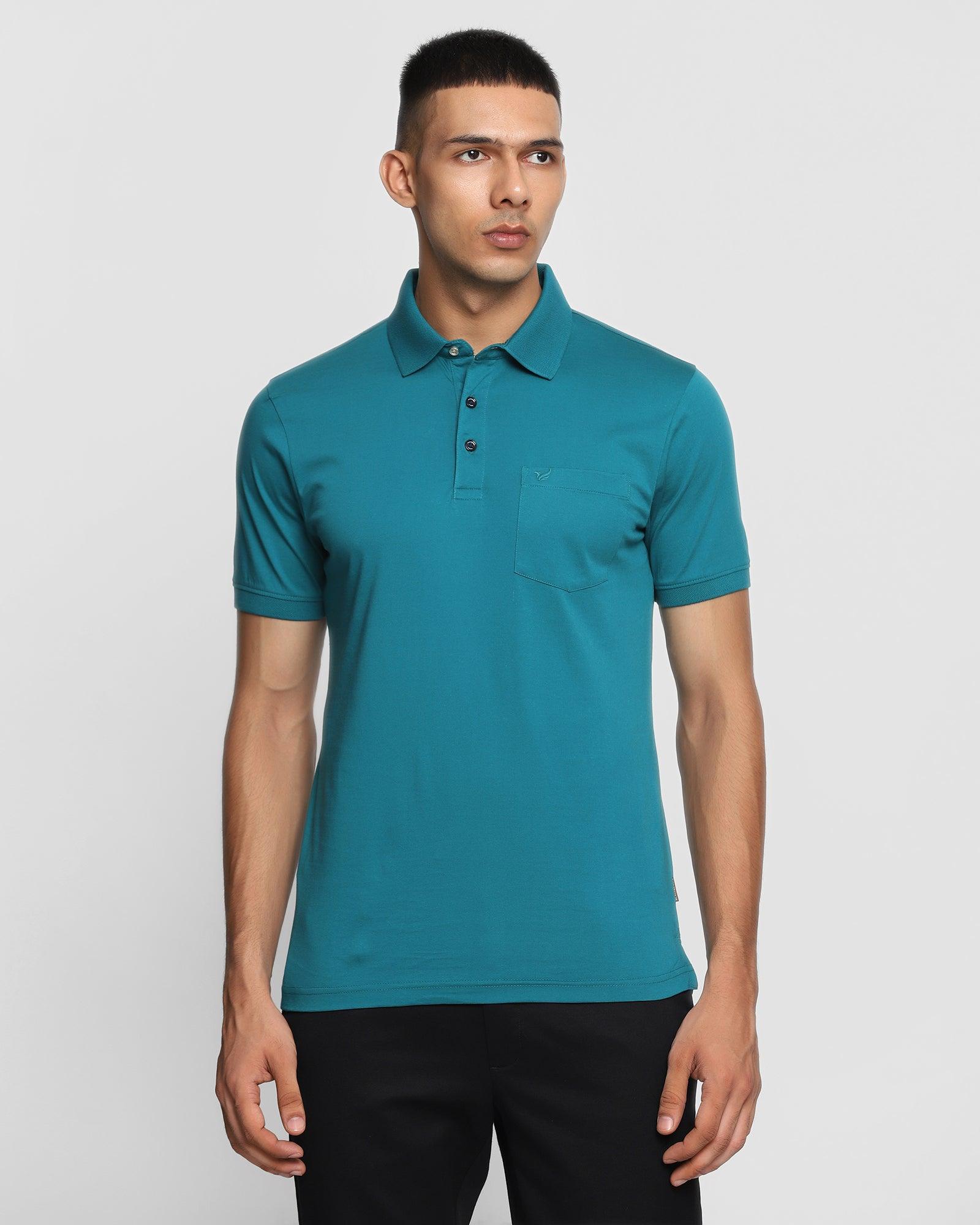 Polo Teal Green Solid T Shirt - David