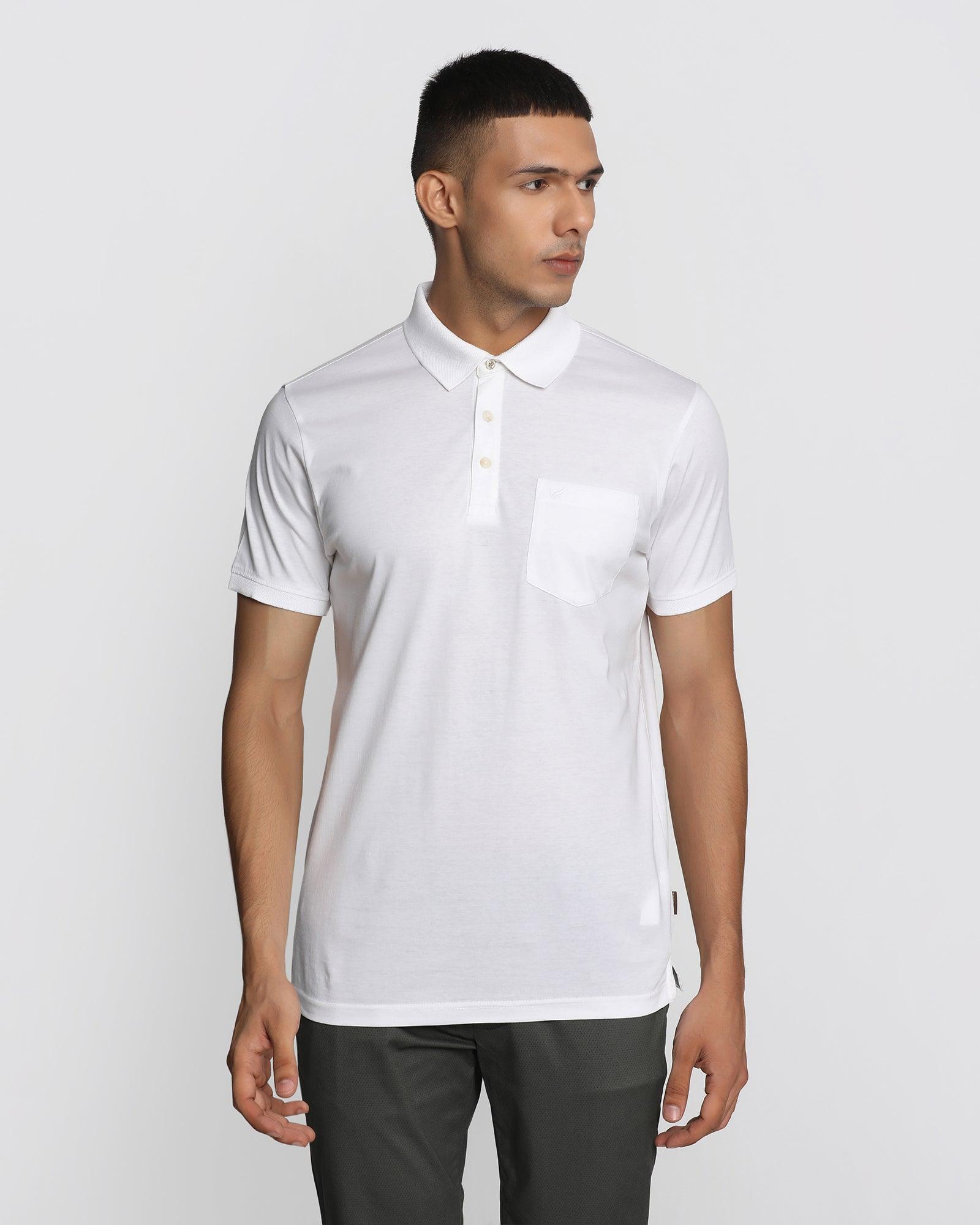 Polo White Solid T Shirt - David