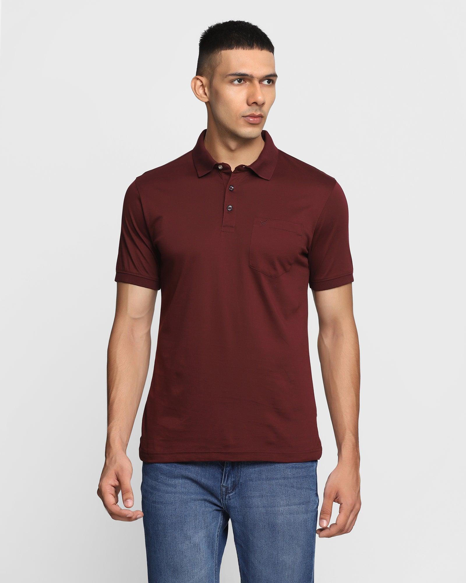 Polo T Shirt In Wine (David) - Blackberrys