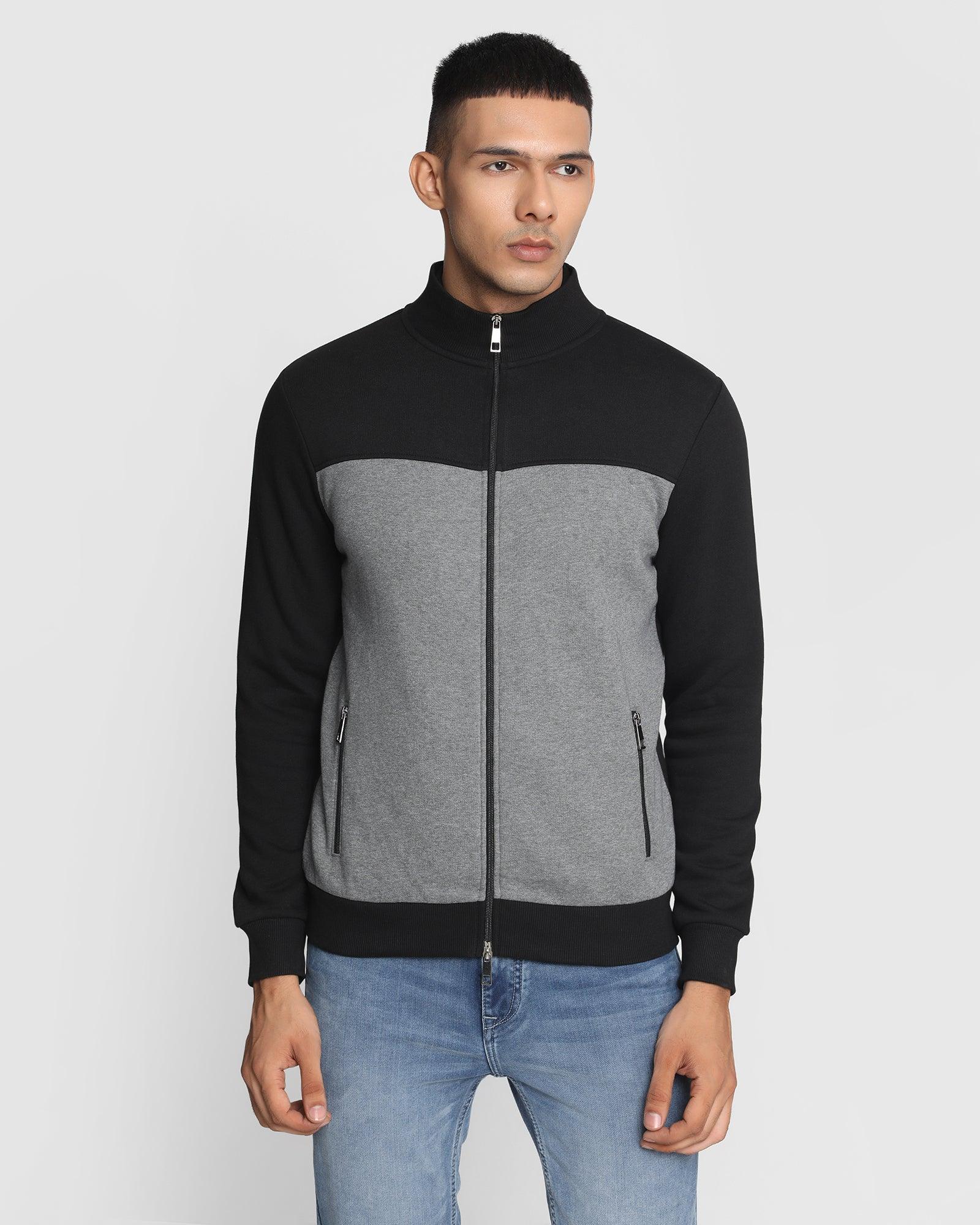 Stylized Collar Sweatshirt In Black (Drip) - Blackberrys