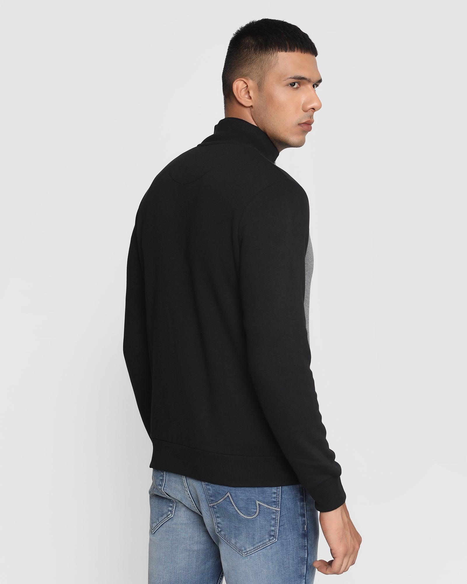 Stylized Collar Sweatshirt In Black (Drip) - Blackberrys