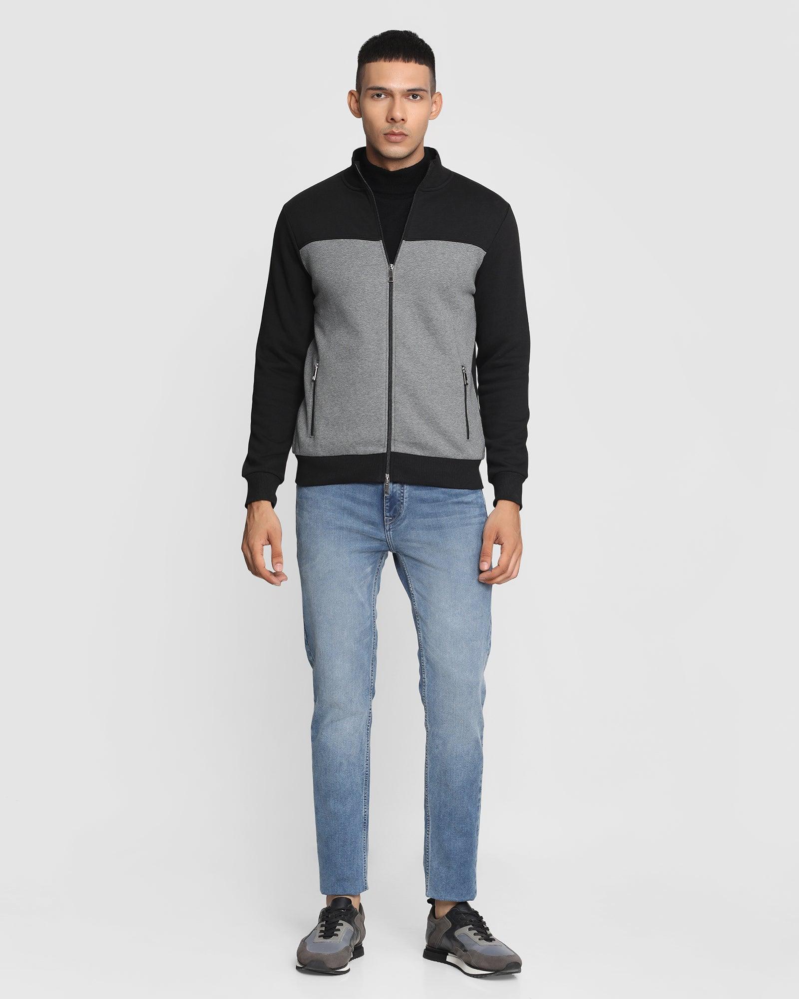 Stylized Collar Sweatshirt In Black (Drip) - Blackberrys