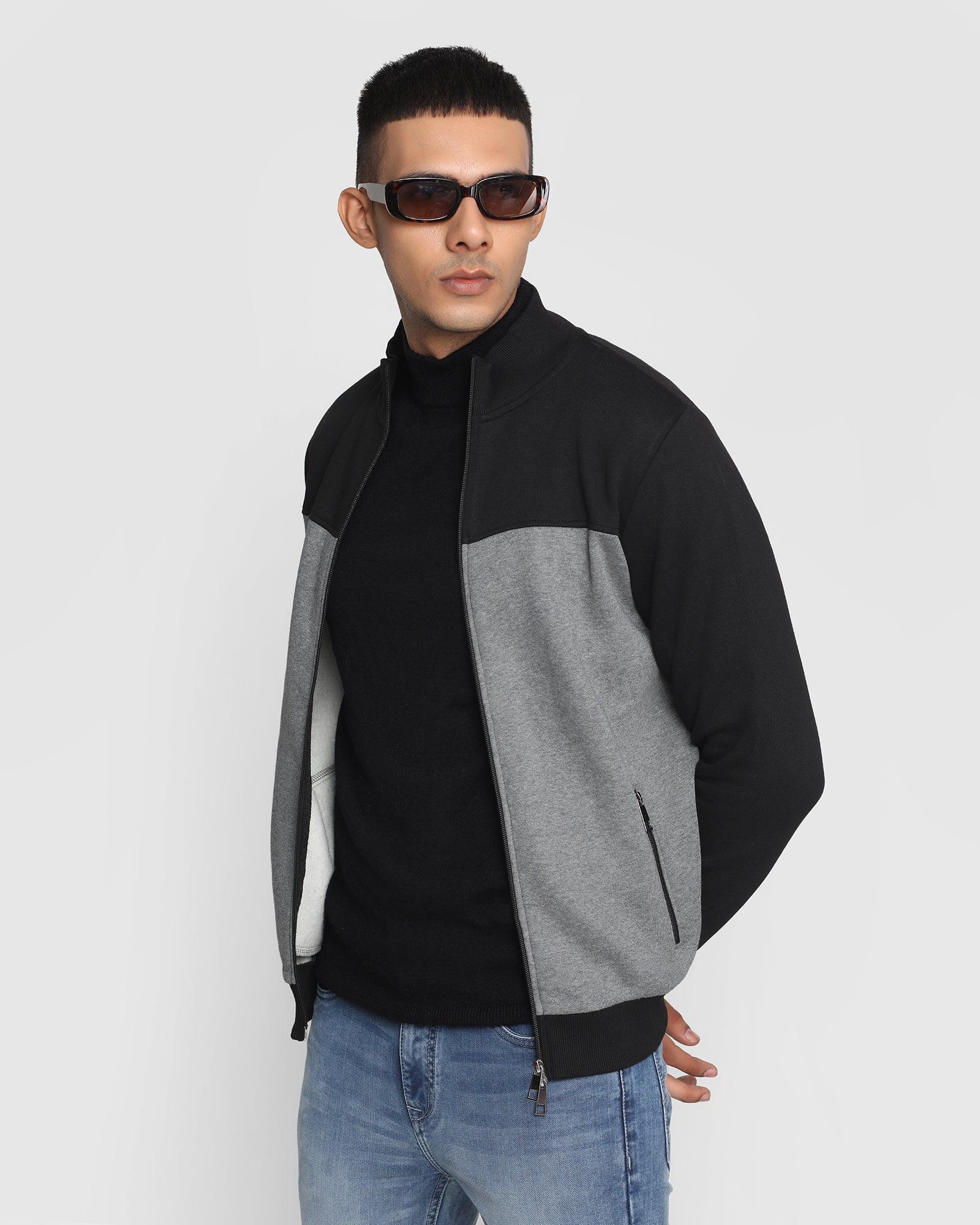 Stylized Collar Sweatshirt In Black (Drip) - Blackberrys