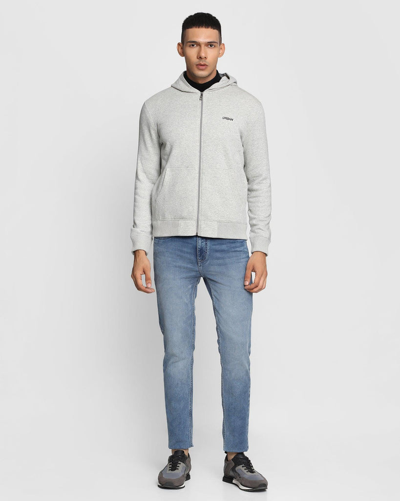 Hoodie Light Grey Melange Solid Sweatshirt - Stone