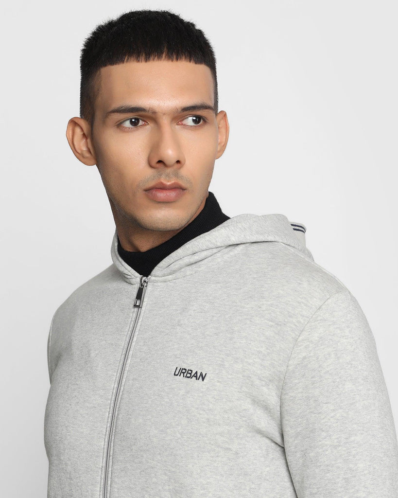 Hoodie Light Grey Melange Solid Sweatshirt - Stone