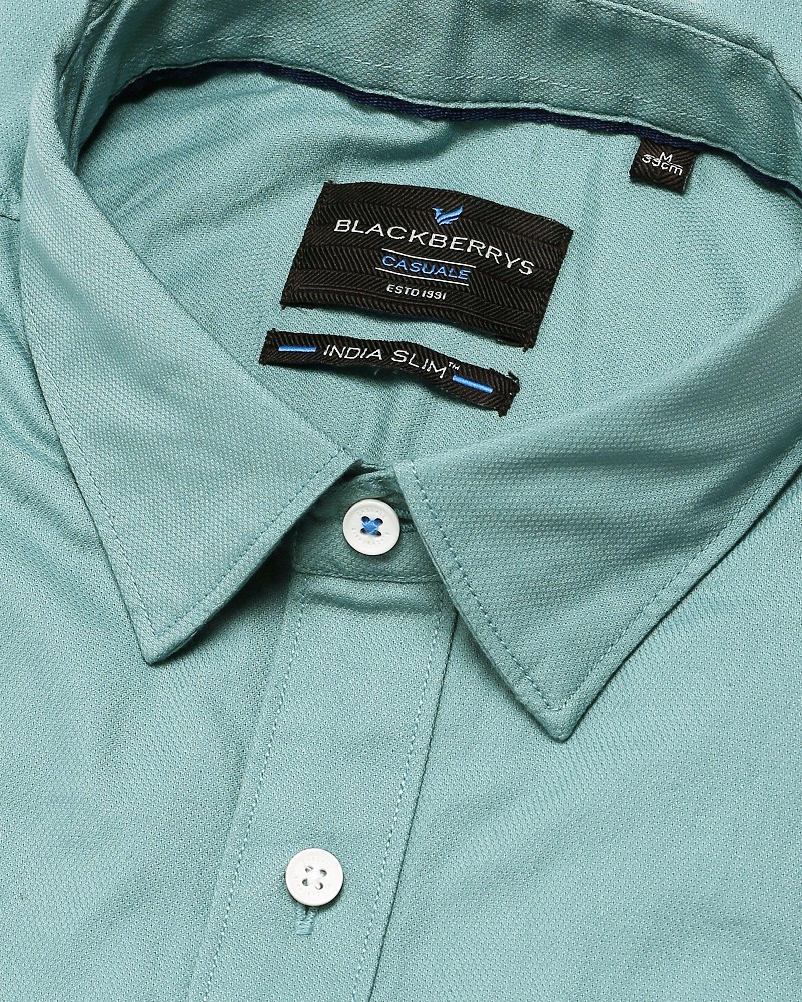 Formal Half Sleeve Teal Solid Shirt - Canberra
