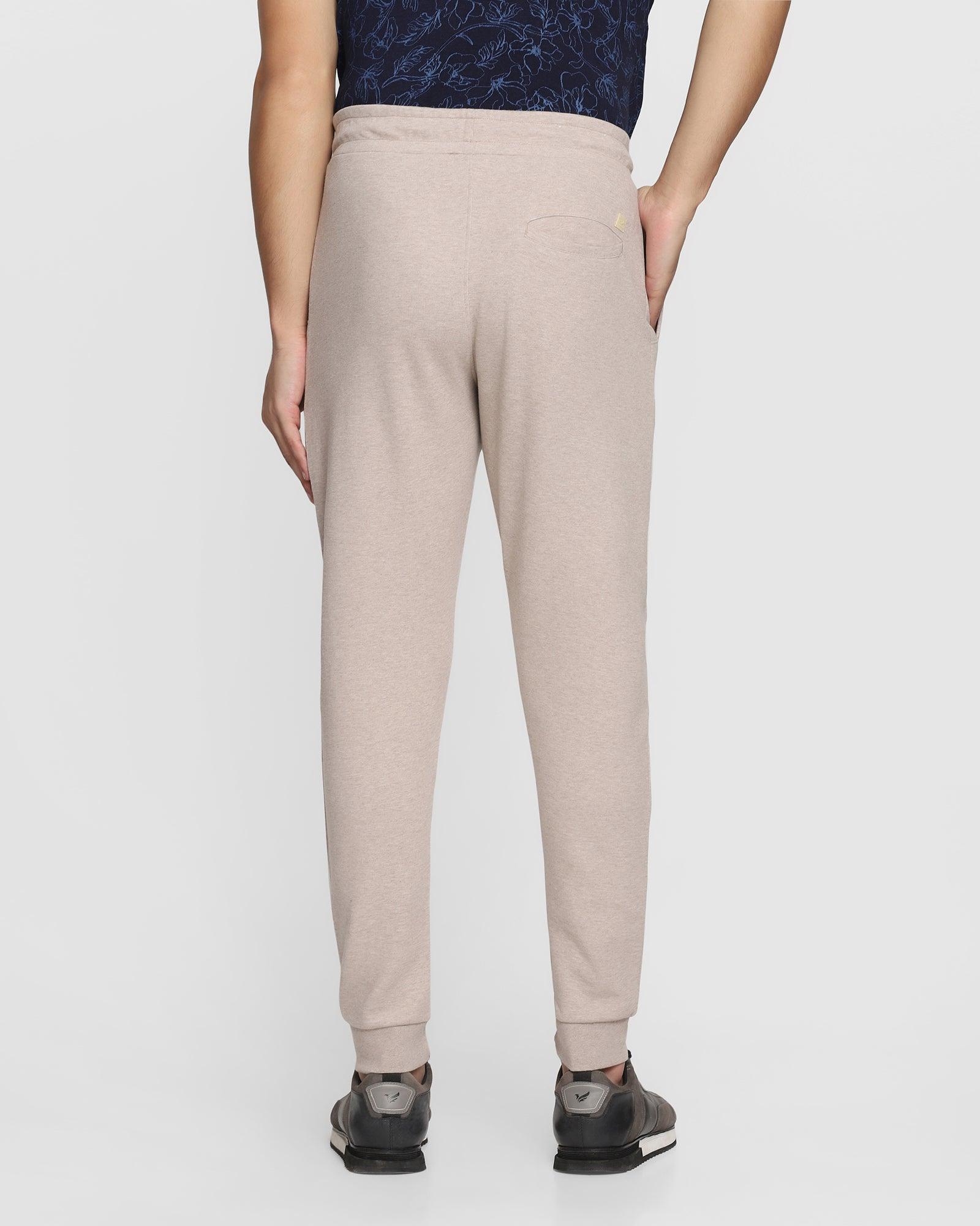 Casual Beige Solid Jogger - Emboss