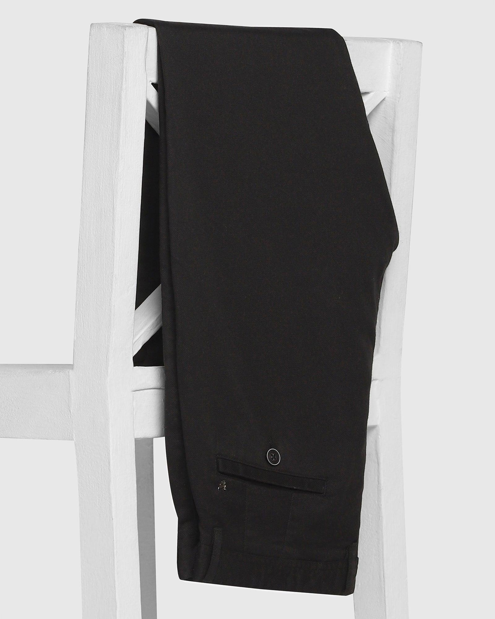 Slim Comfort B-95 Casual Black Textured Khakis - Waltis