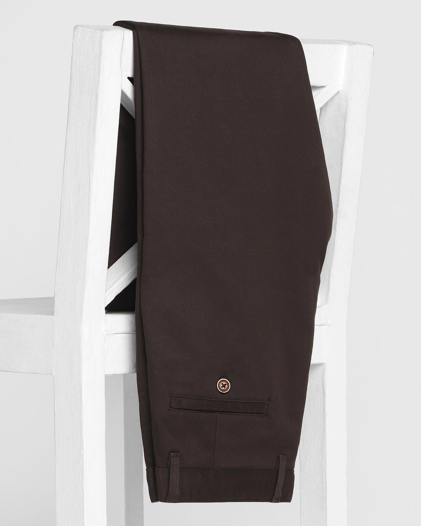 Slim Comfort B-95 Casual Chocolate Brown Solid Khakis - Clate