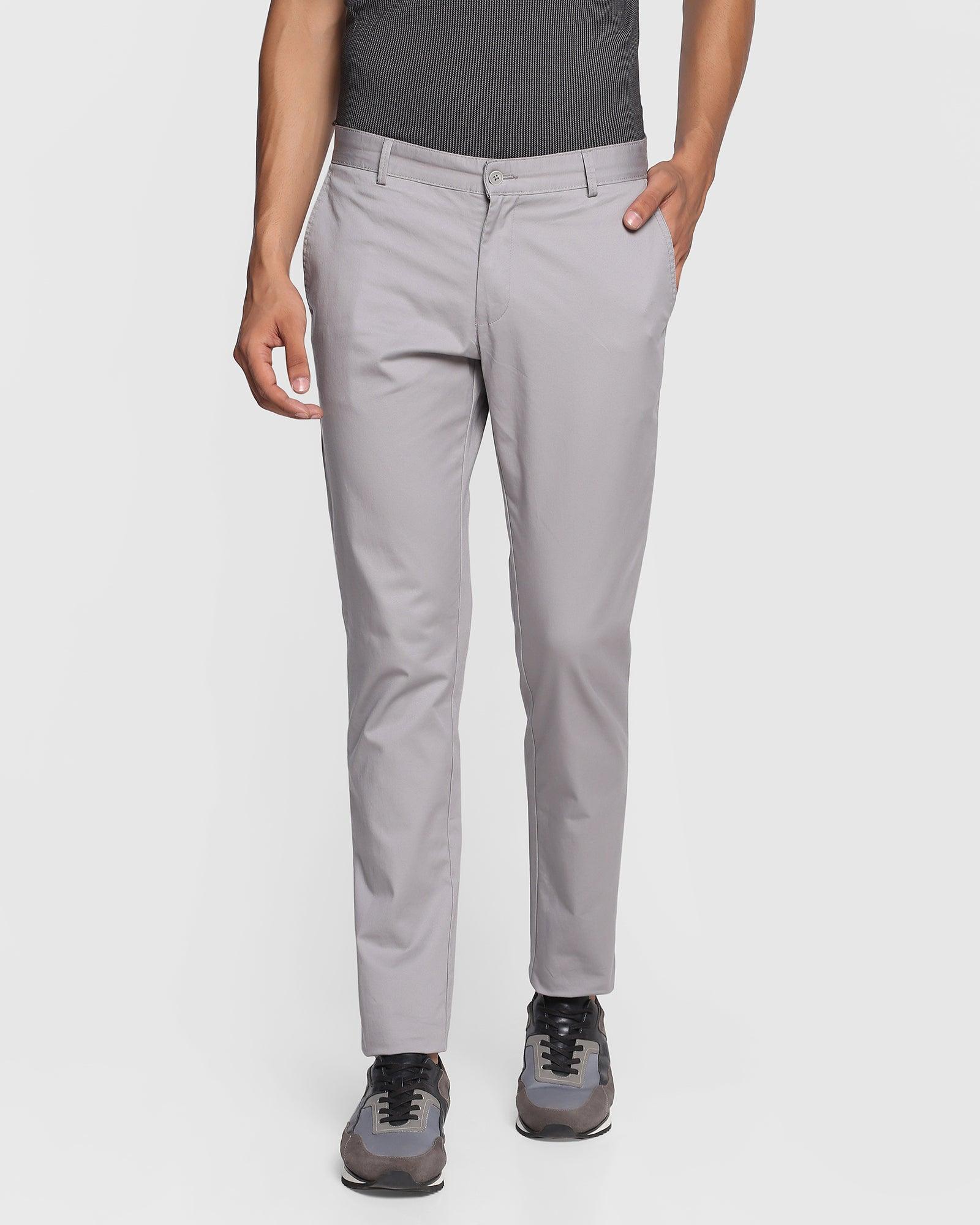 Slim Fit B-91 Casual Grey Solid Khakis - Heck
