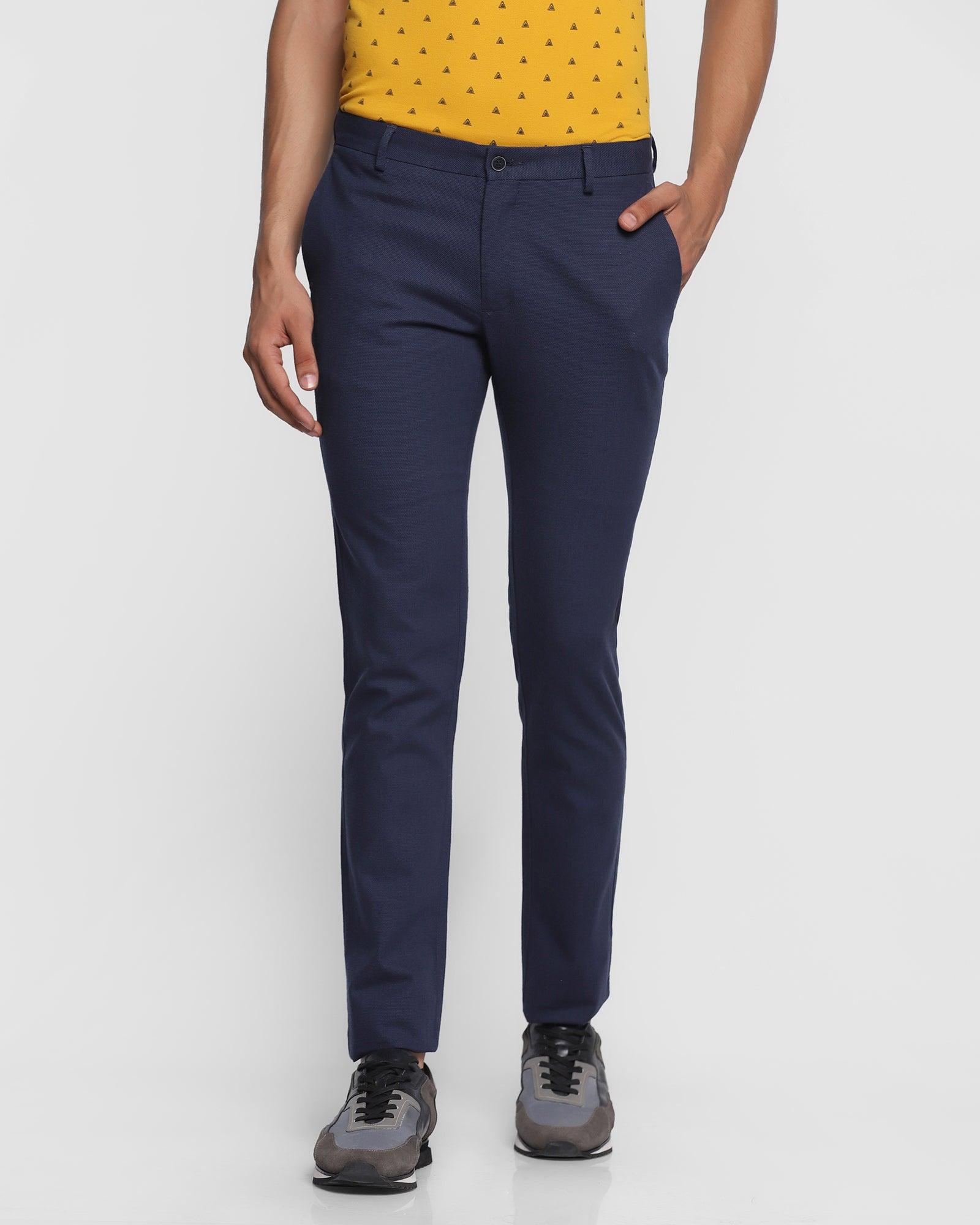 Slim Fit B-91 Casual Navy Solid Khakis - Canopus