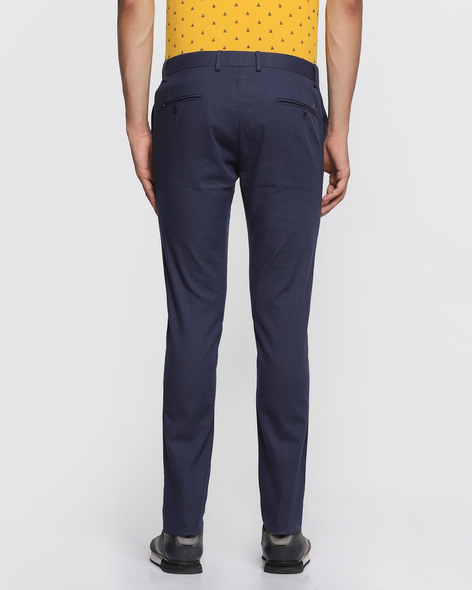 Slim Fit B-91 Casual Navy Solid Khakis - Canopus