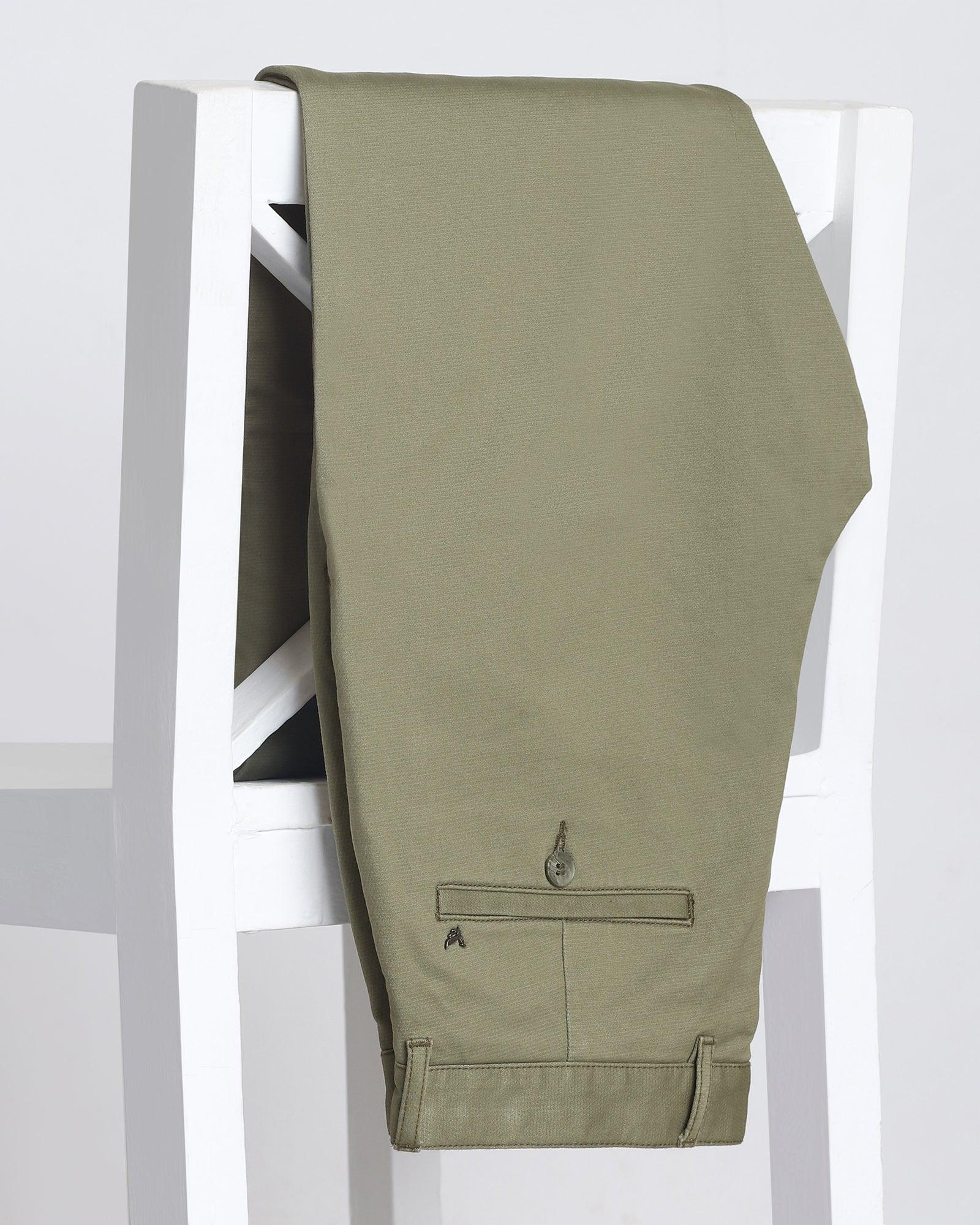 Slim Comfort B-95 Casual Olive Textured Khakis - Segue