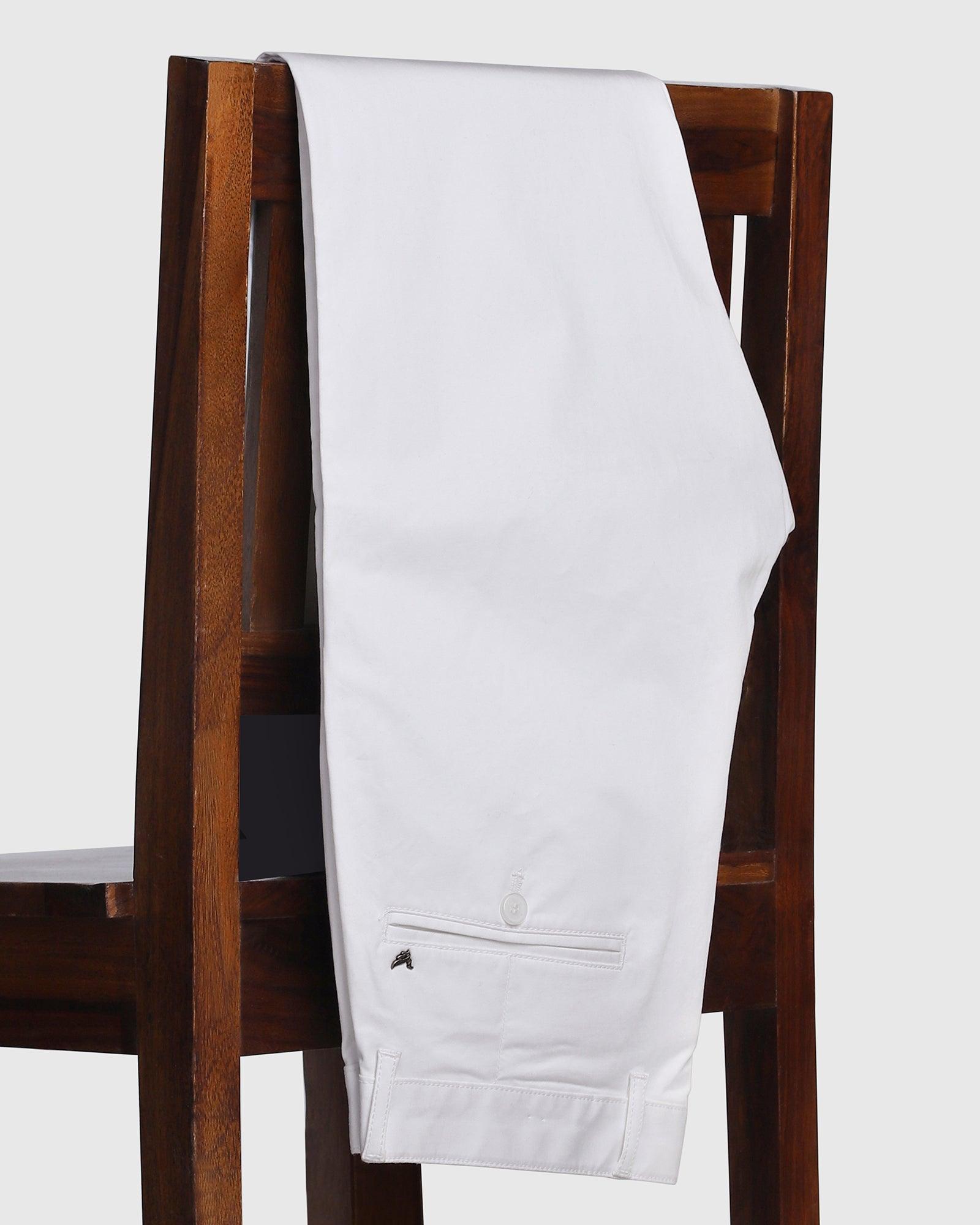 Slim Fit B-91 Casual White Solid Khakis - Cultron