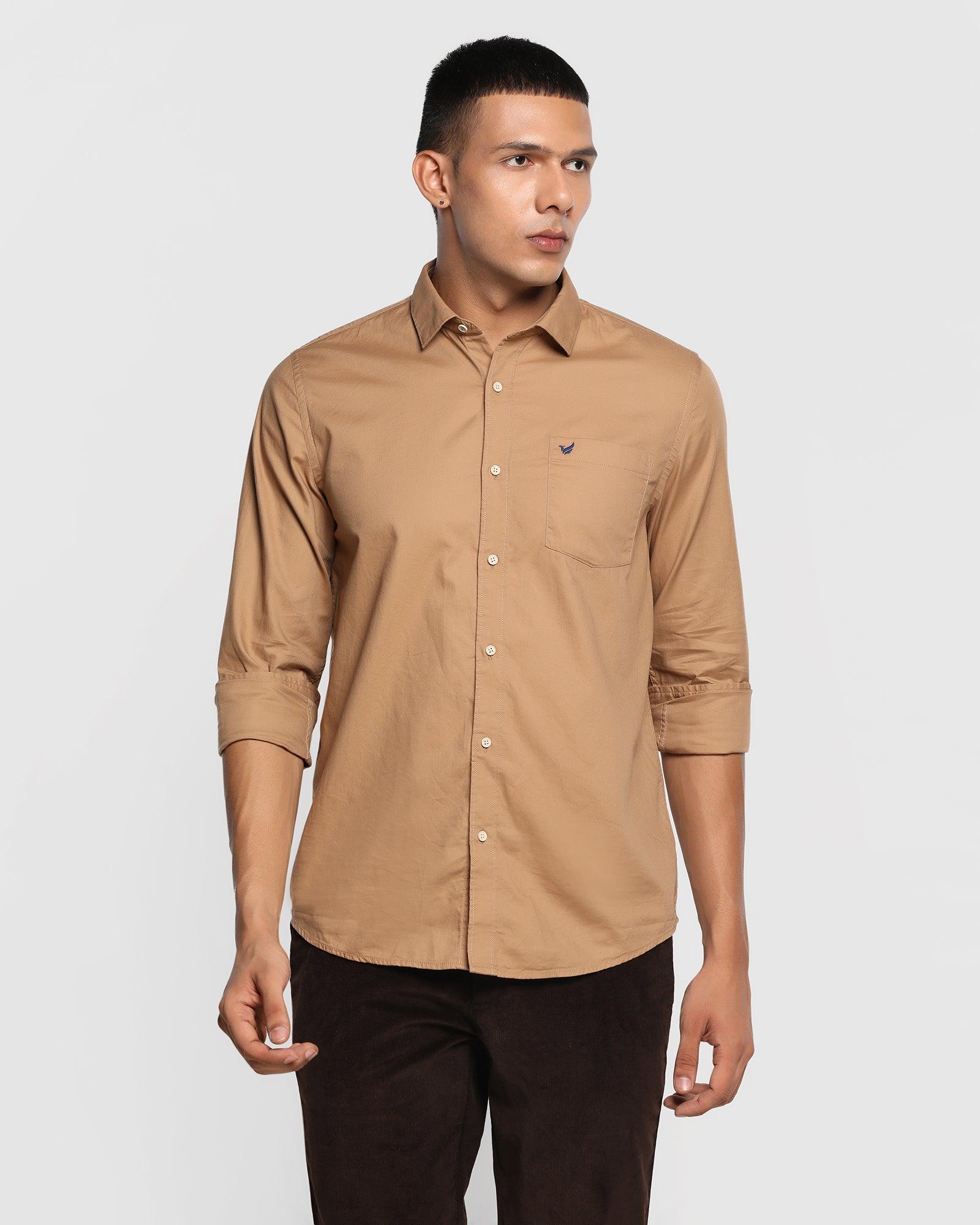 Casual Beige Solid Shirt - Canberra