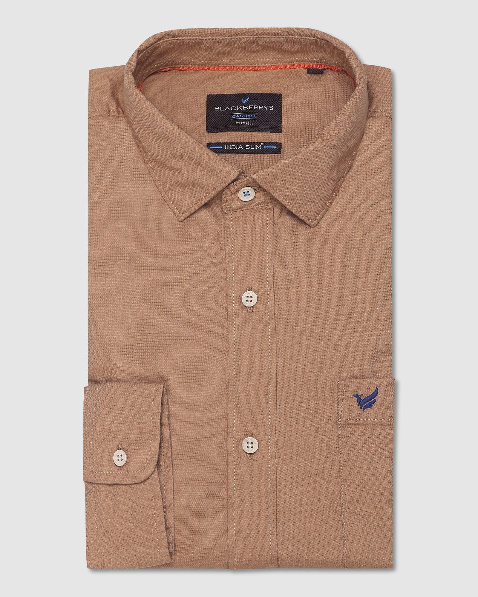 Casual Beige Solid Shirt - Canberra