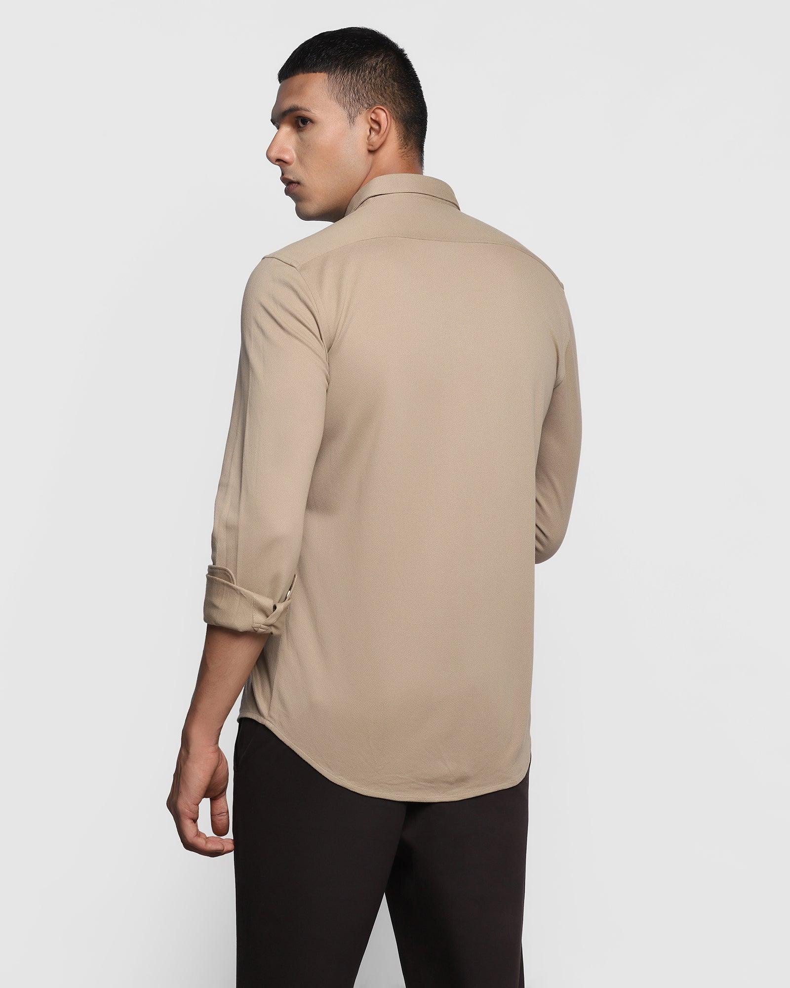 Casual Beige Solid Shirt - Pareto