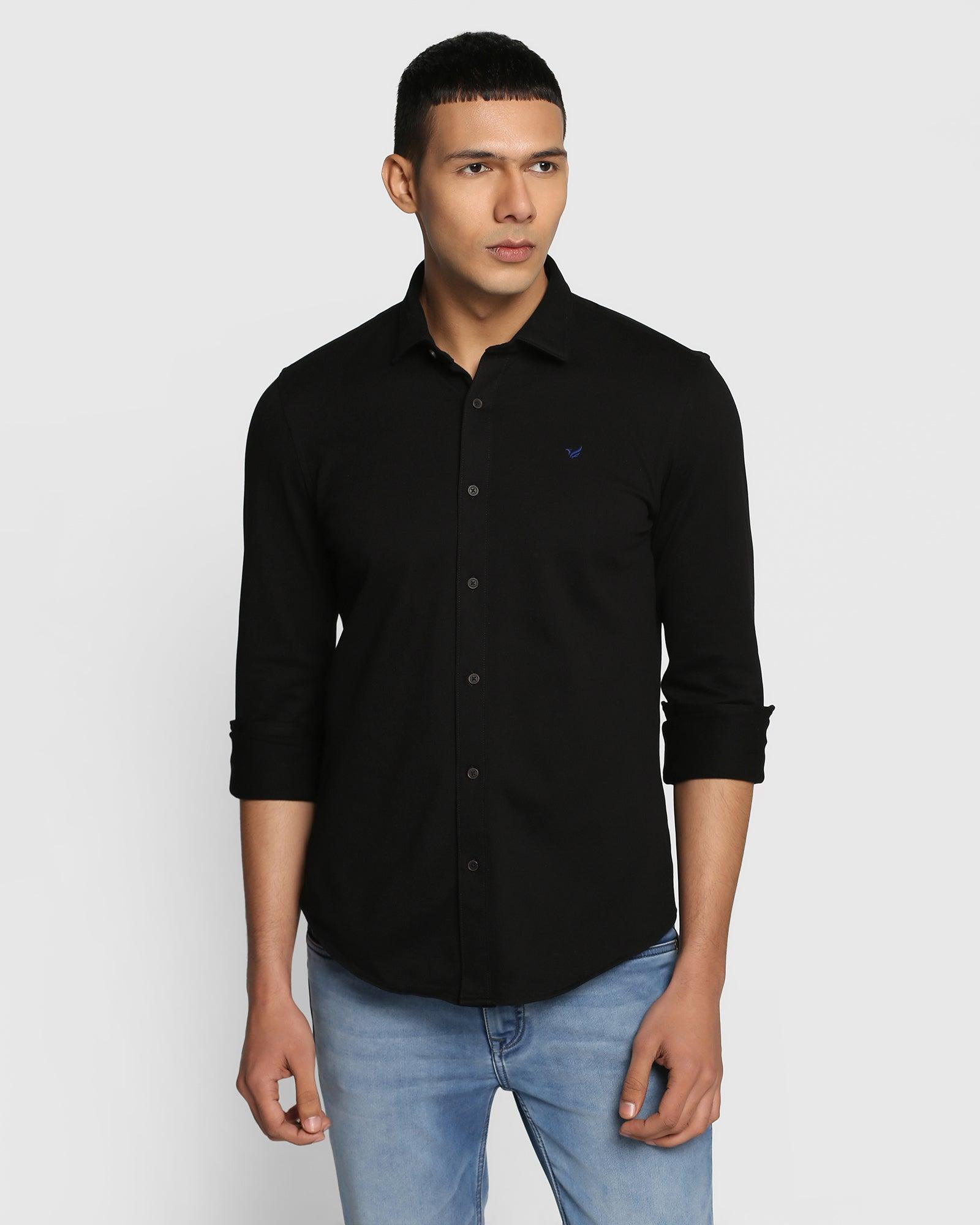 Casual Black Solid Shirt - Nico