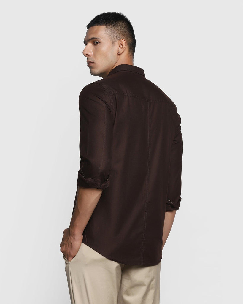 Casual Dark Brown Solid Shirt - Rodes