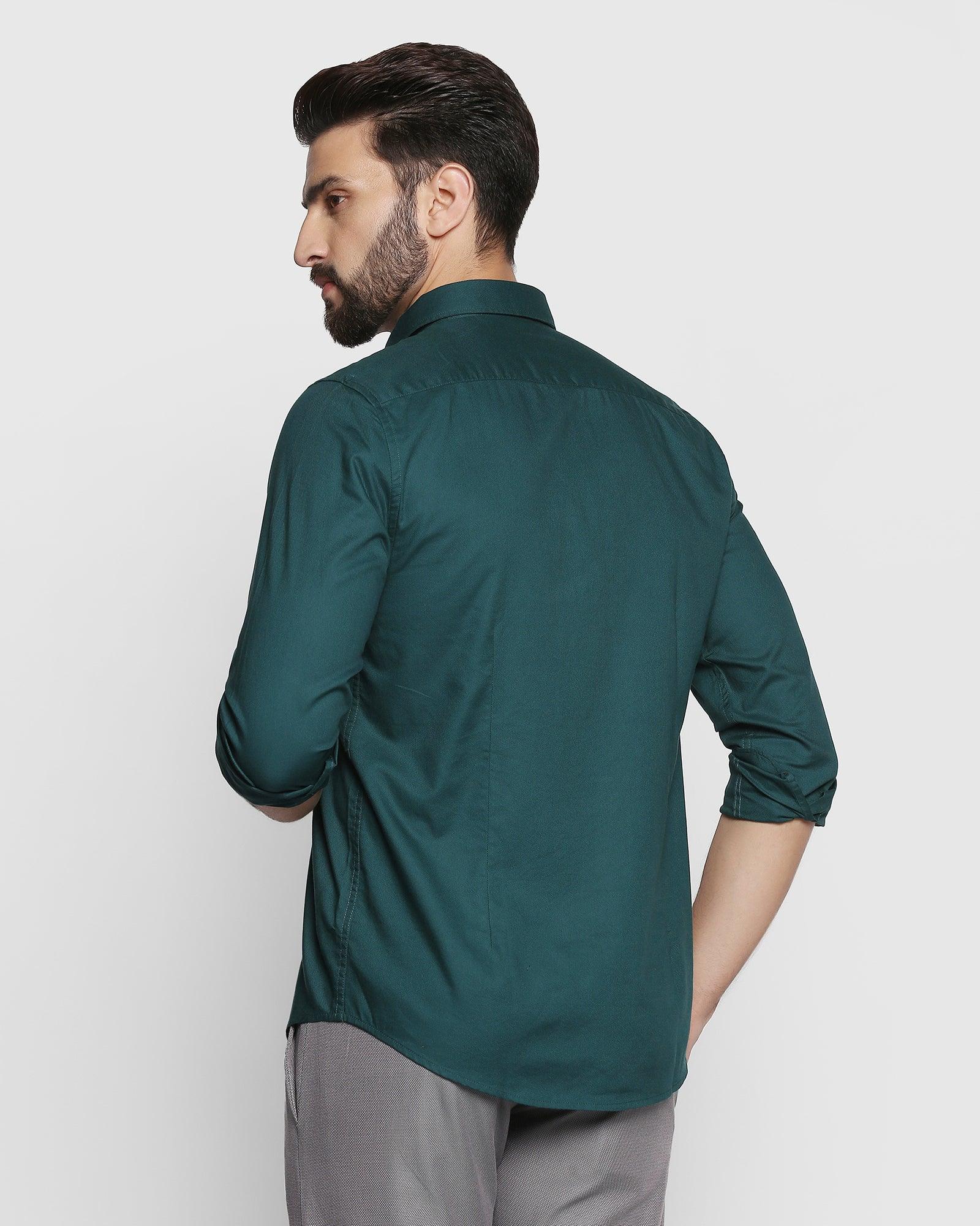 Casual Dark Green Solid Shirt - Lure