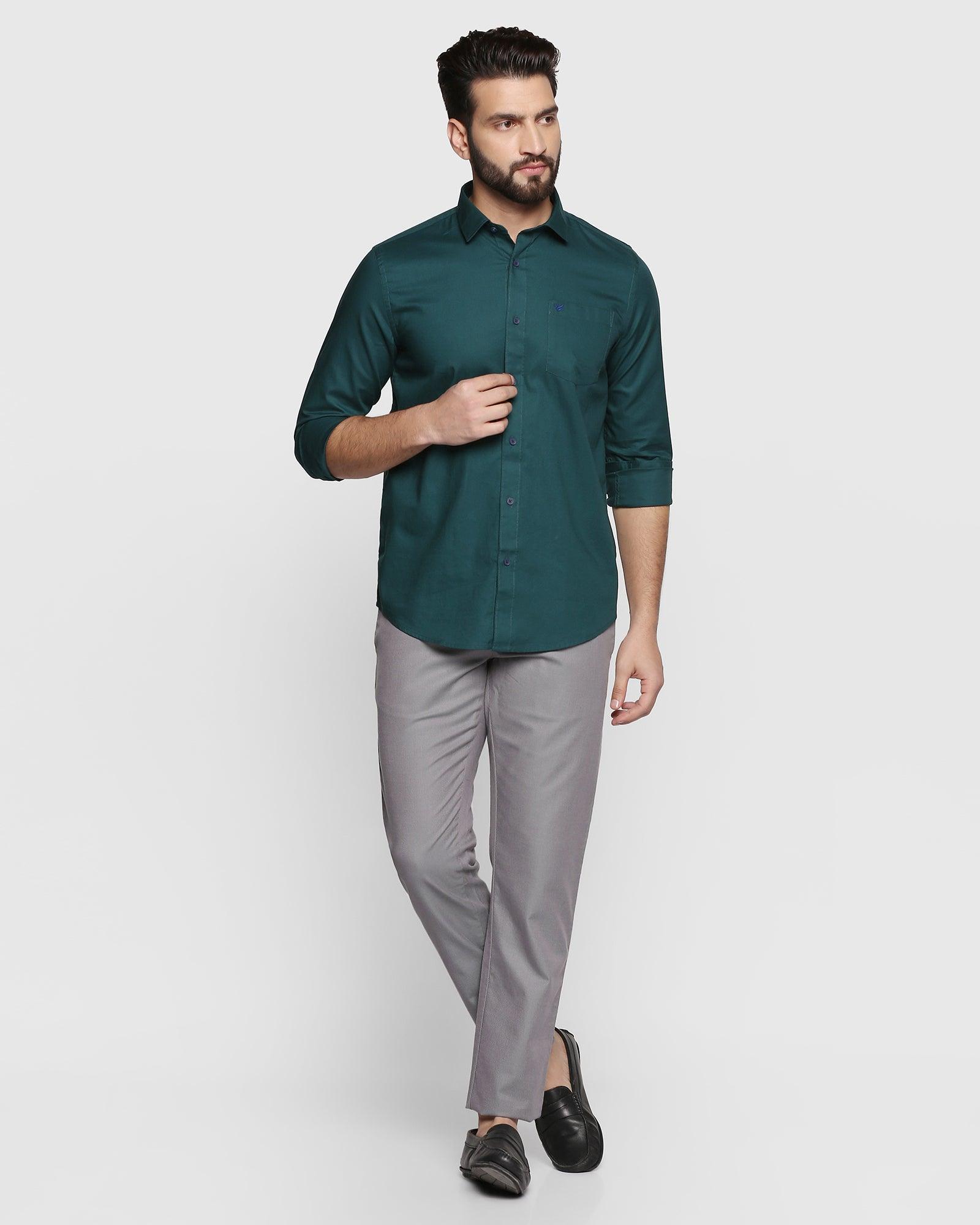 Casual Dark Green Solid Shirt - Lure