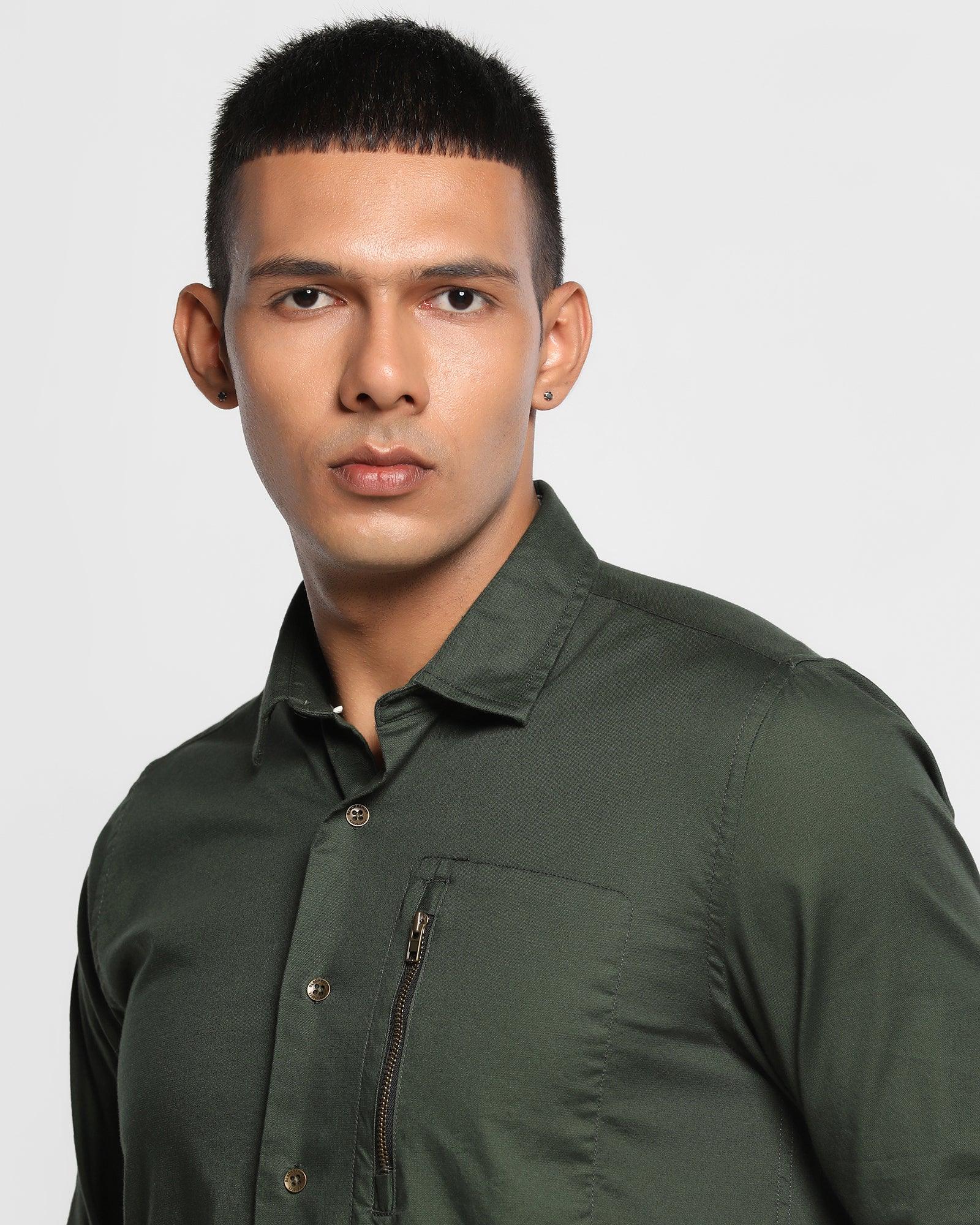 Casual Green Solid Shirt - Philip