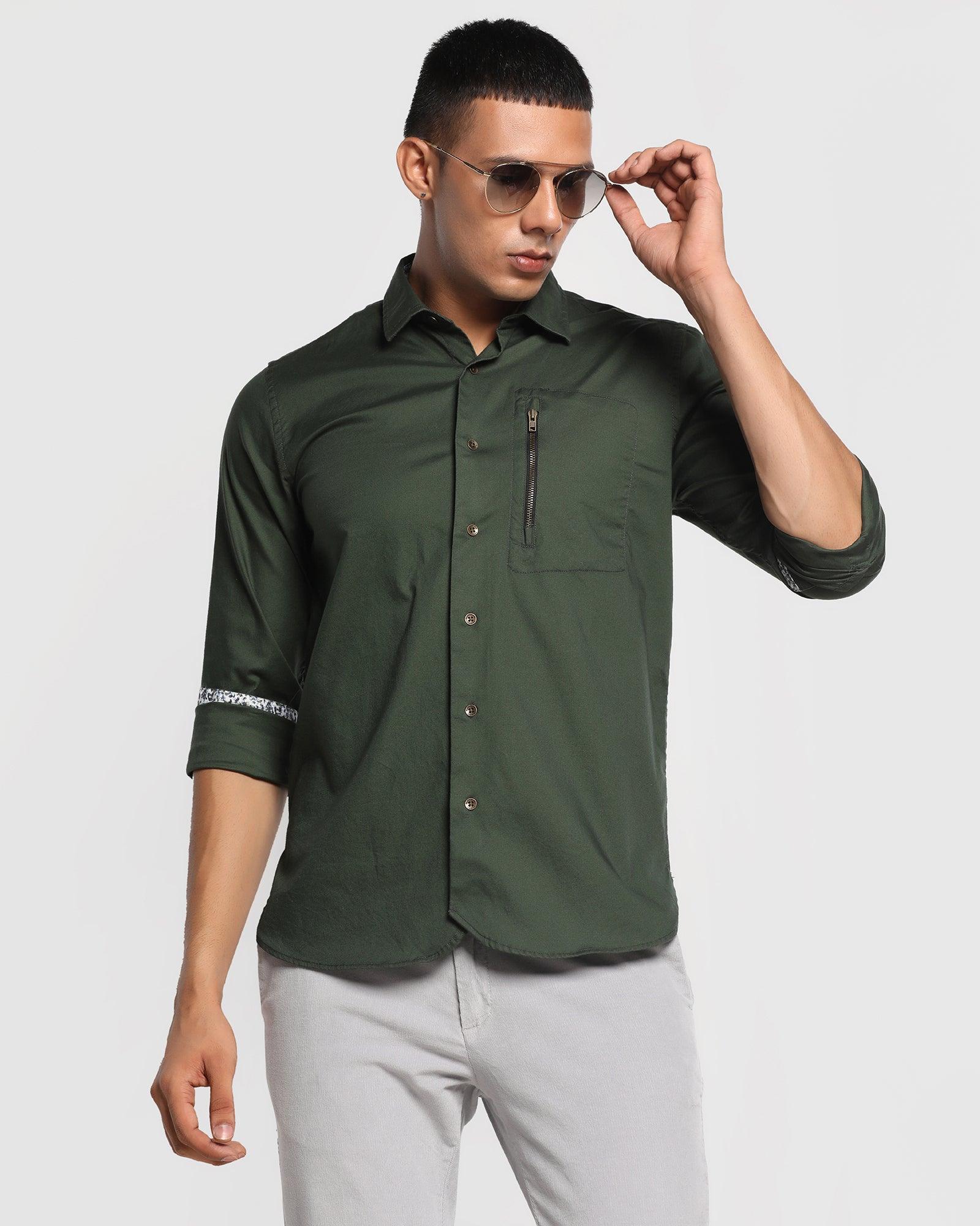 Casual Green Solid Shirt - Philip