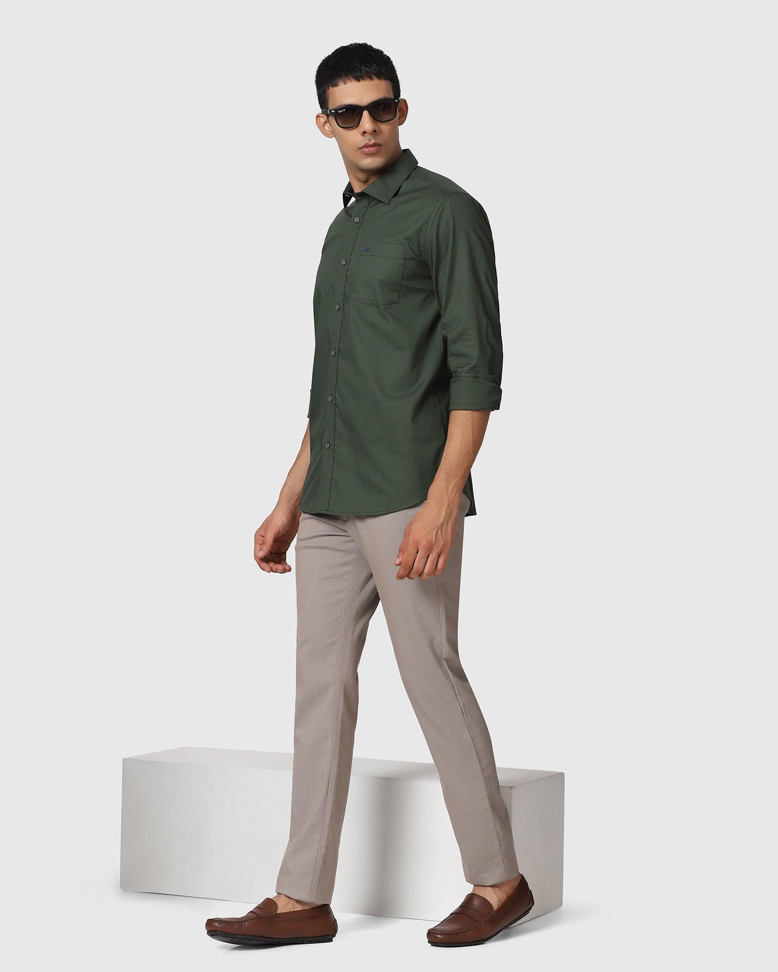 Casual Green Solid Shirt - Thomas
