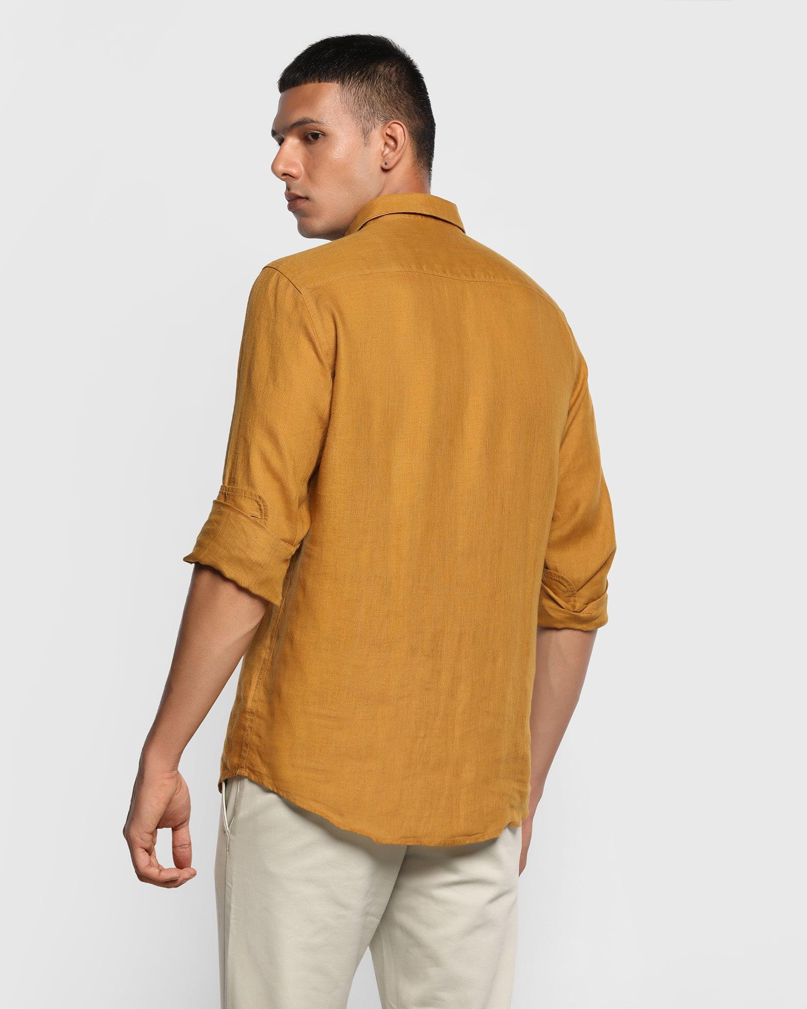 Linen Casual Mustard Solid Shirt - Bowen