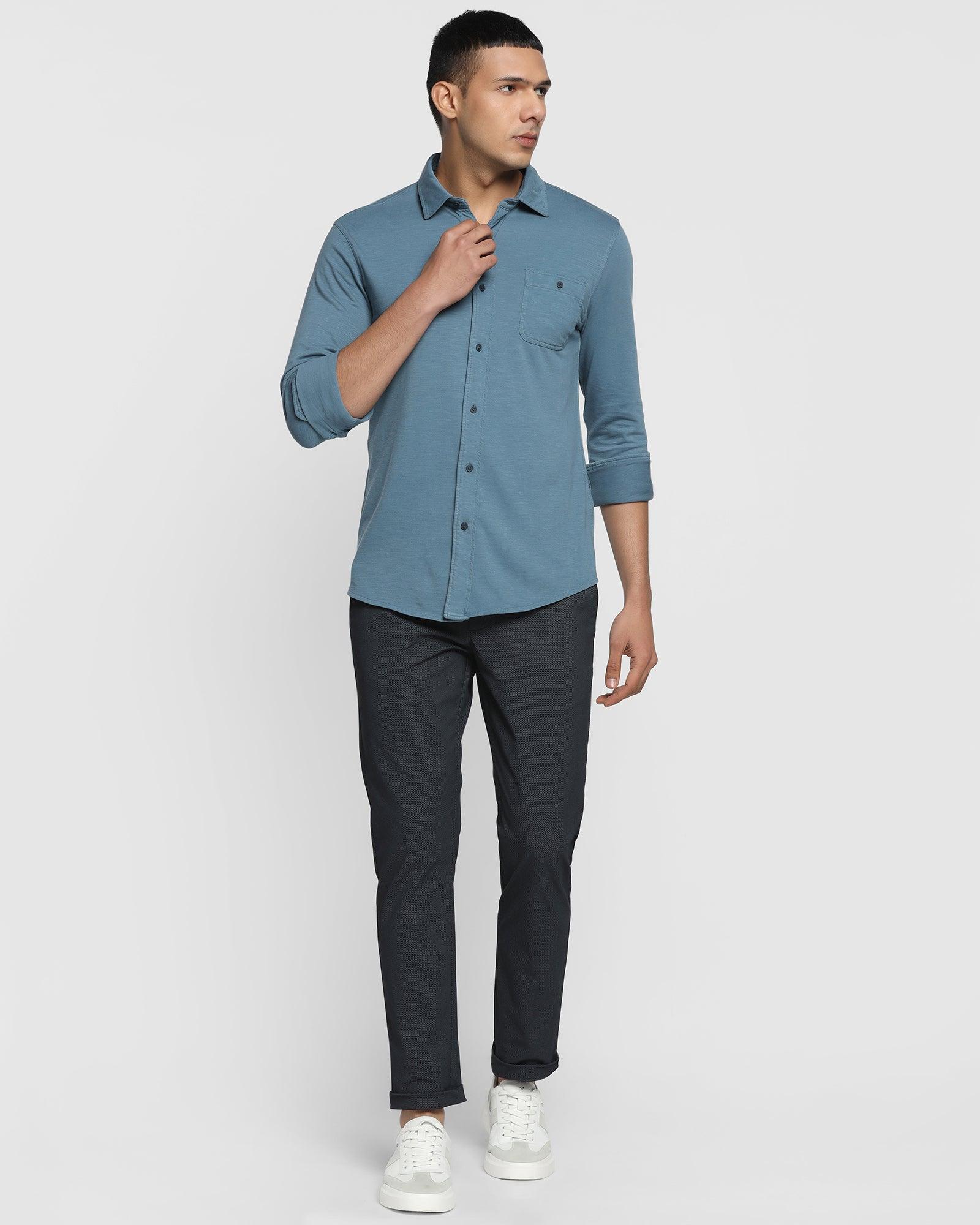 Casual Nautical Blue Solid Shirt - Over