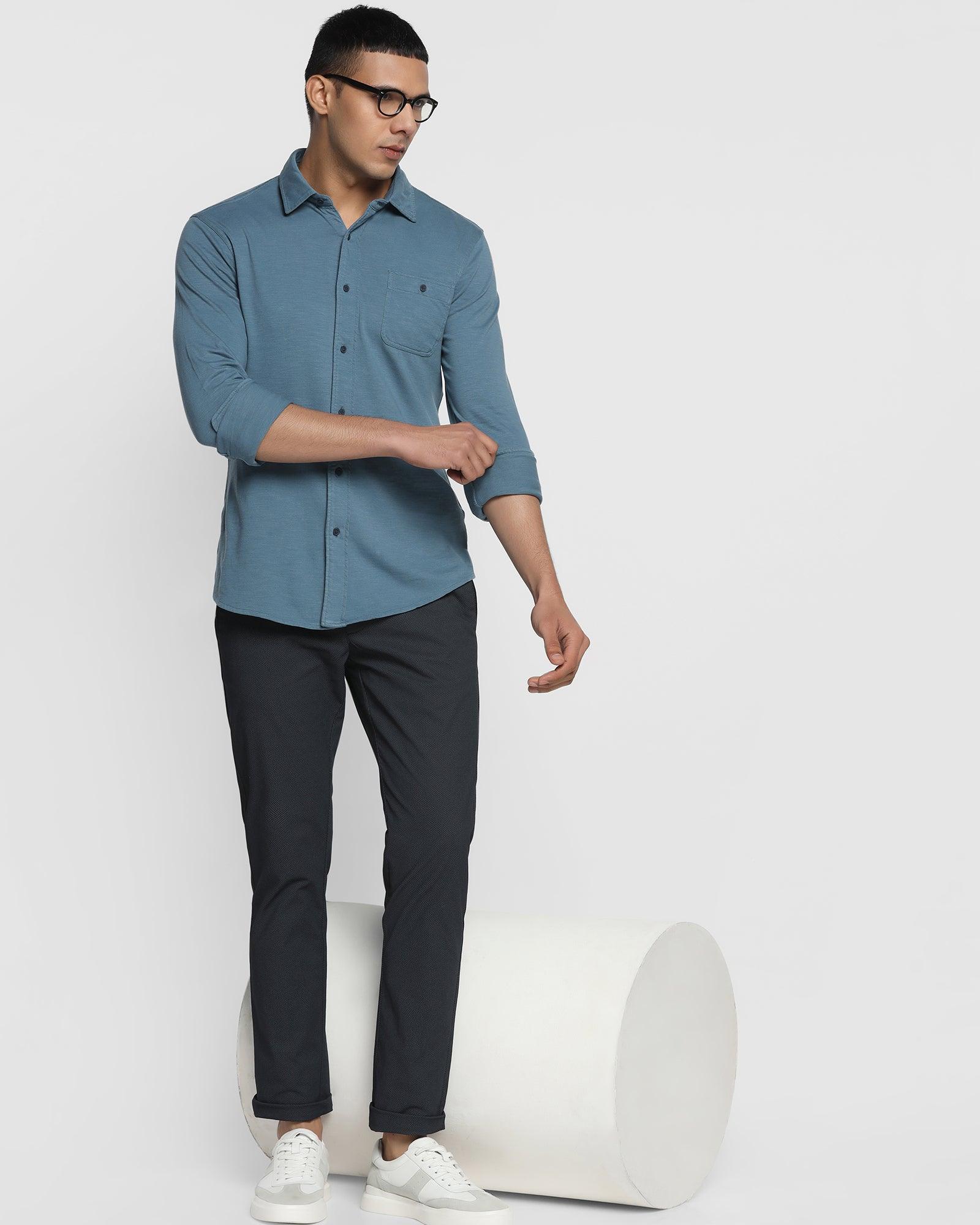 Casual Nautical Blue Solid Shirt - Over