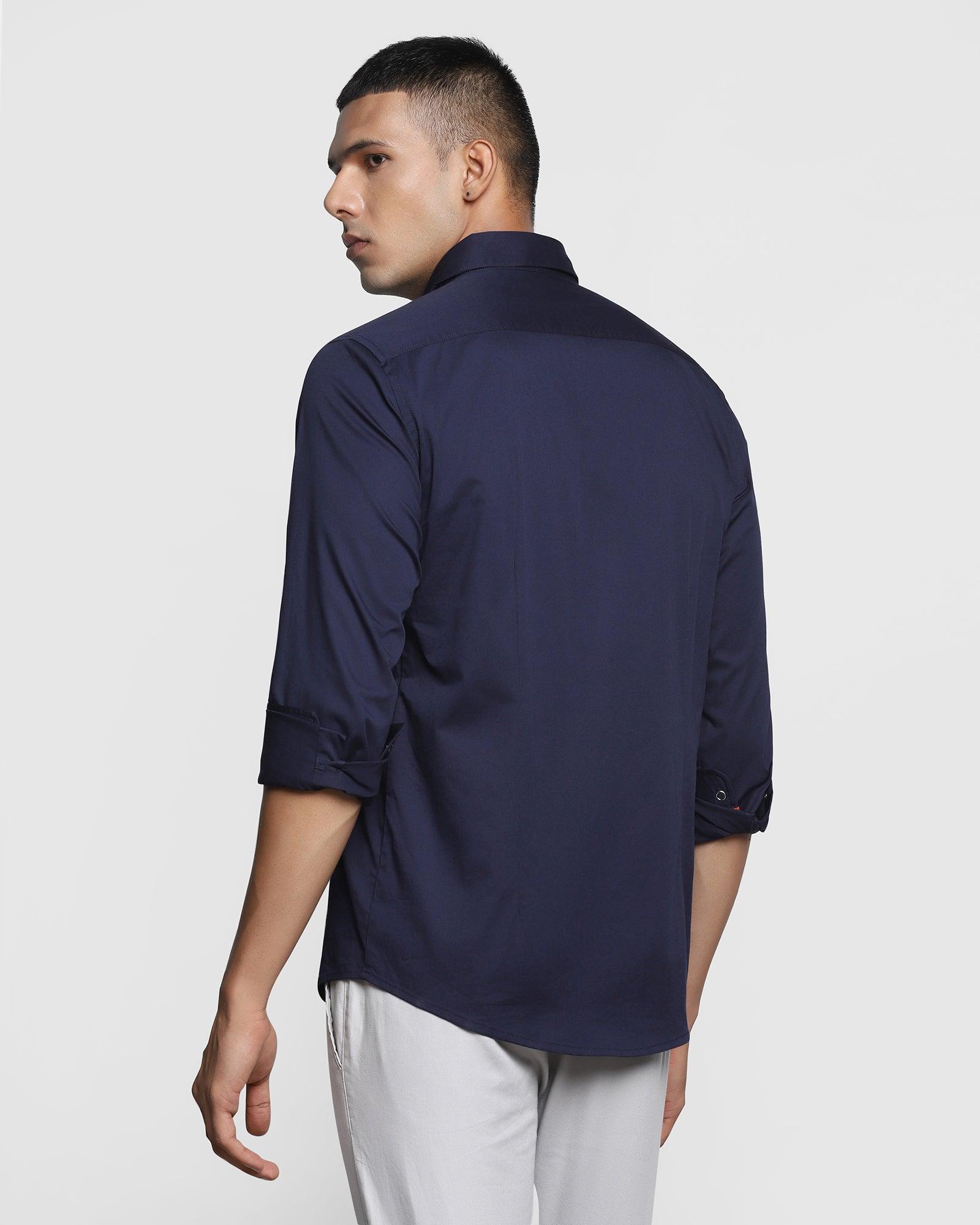 Casual Navy Solid Shirt - Beckham