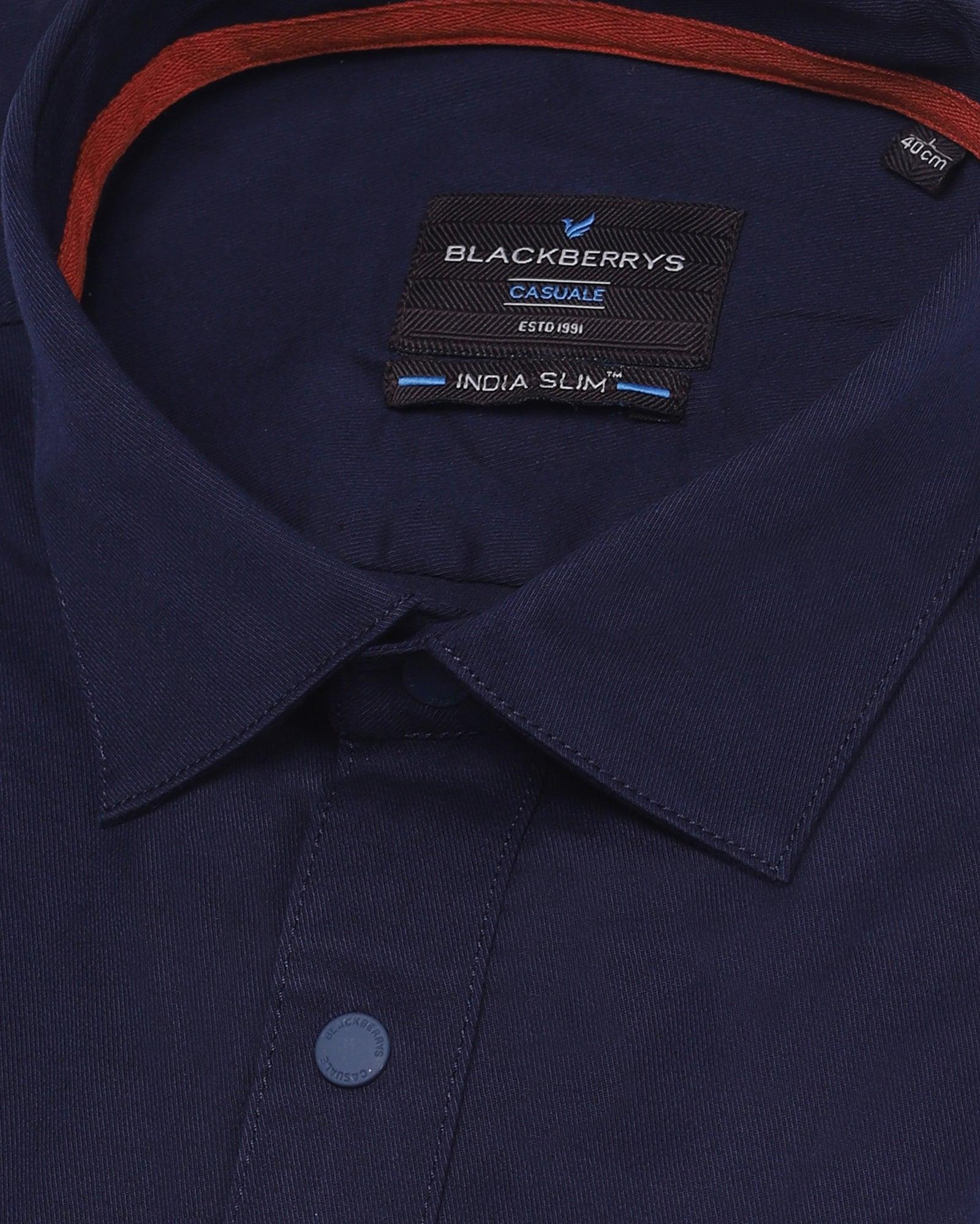 Casual Navy Solid Shirt - Beckham