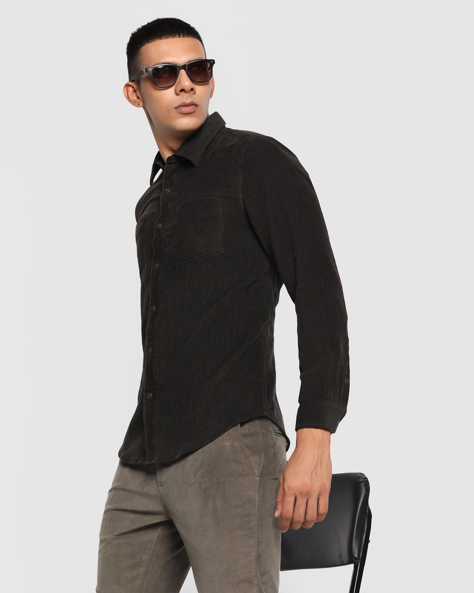 Casual Olive Solid Shirt - Setra